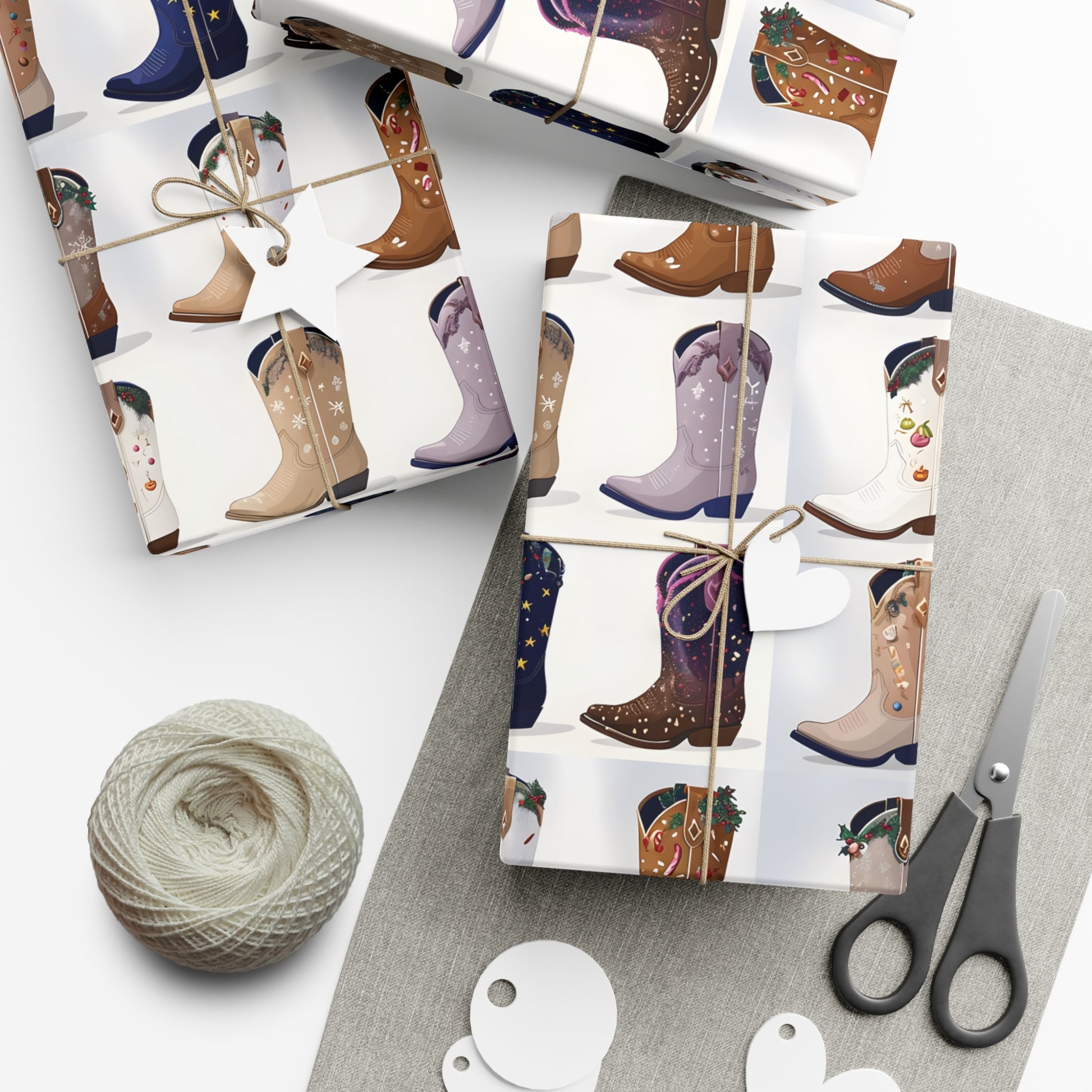 Wrapping Paper, Stylish Cowboy Boots Gift Wrap, Holiday Design Packaging, Christmas Gift Wrap, Cowboy Boot Wrapping Paper, Western Theme