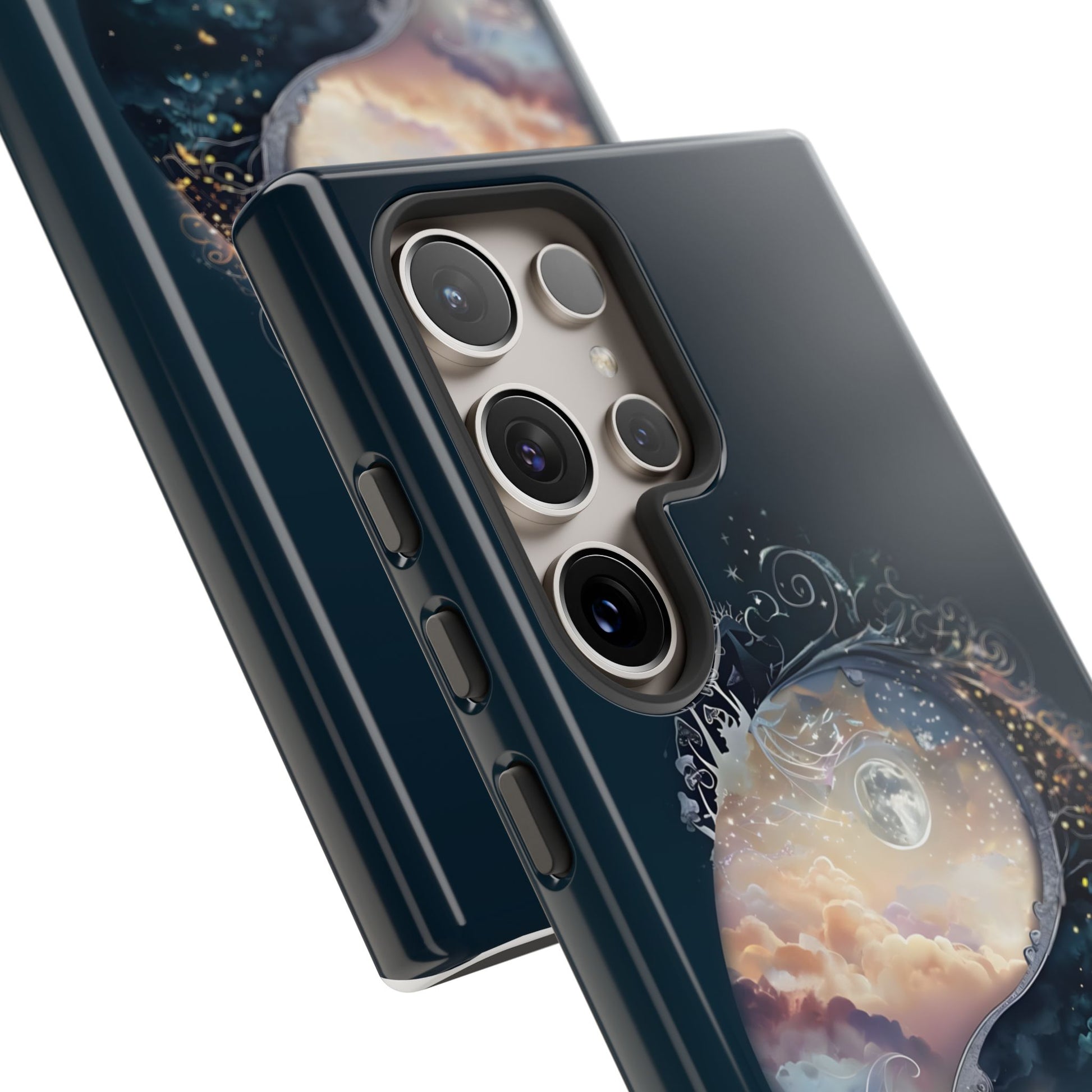 Phone Case, Yin-Yang Symbol Design, Whimsical Day Night Fantasy Print, Protective Cover, Tough Skin, Phone Accessories, Phone Protection