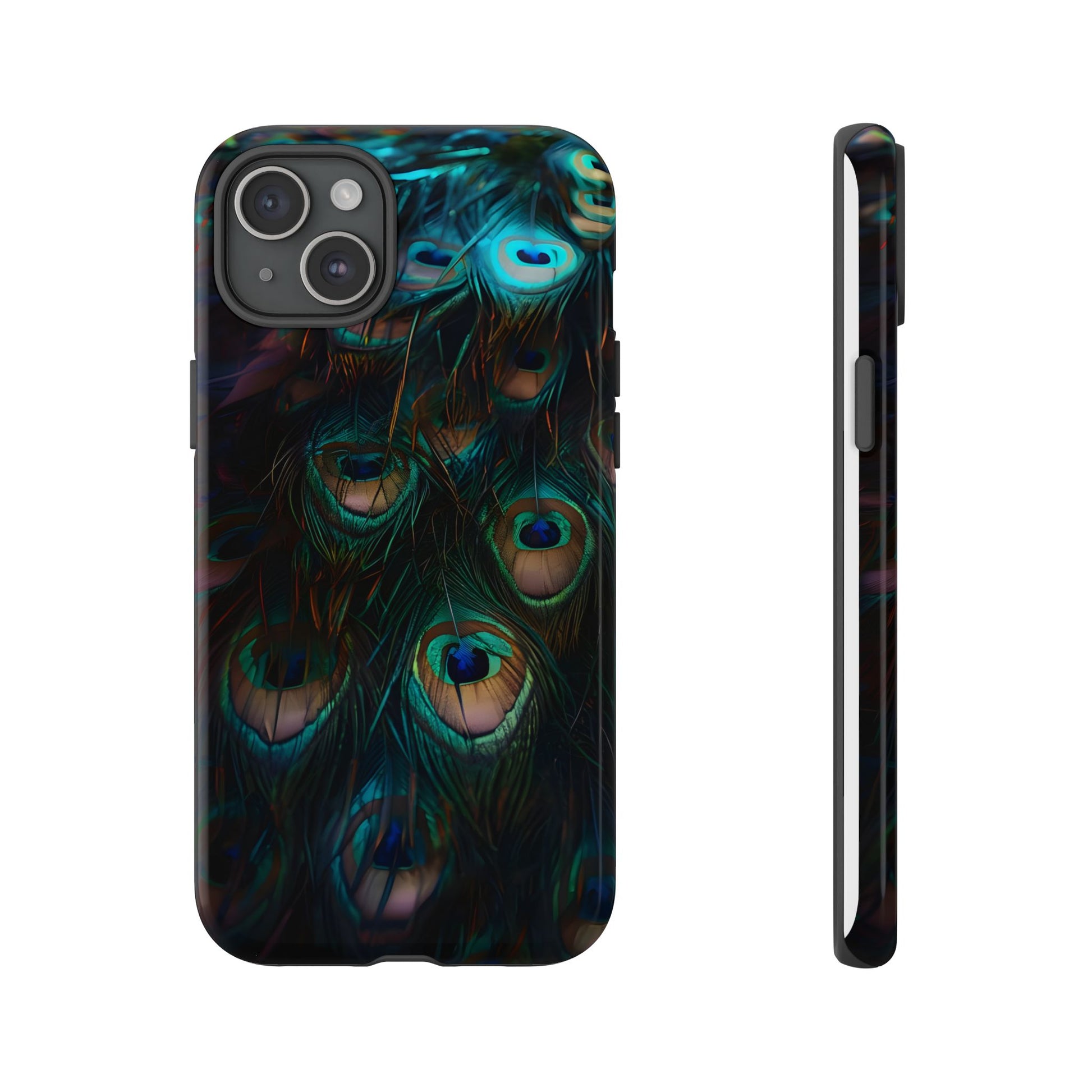 Phone Case, Close Up Peacock Feathers Design, Protective Cover, Unique Gift, Stylish Accessory, Nature Lover Gift, Feather Print Case