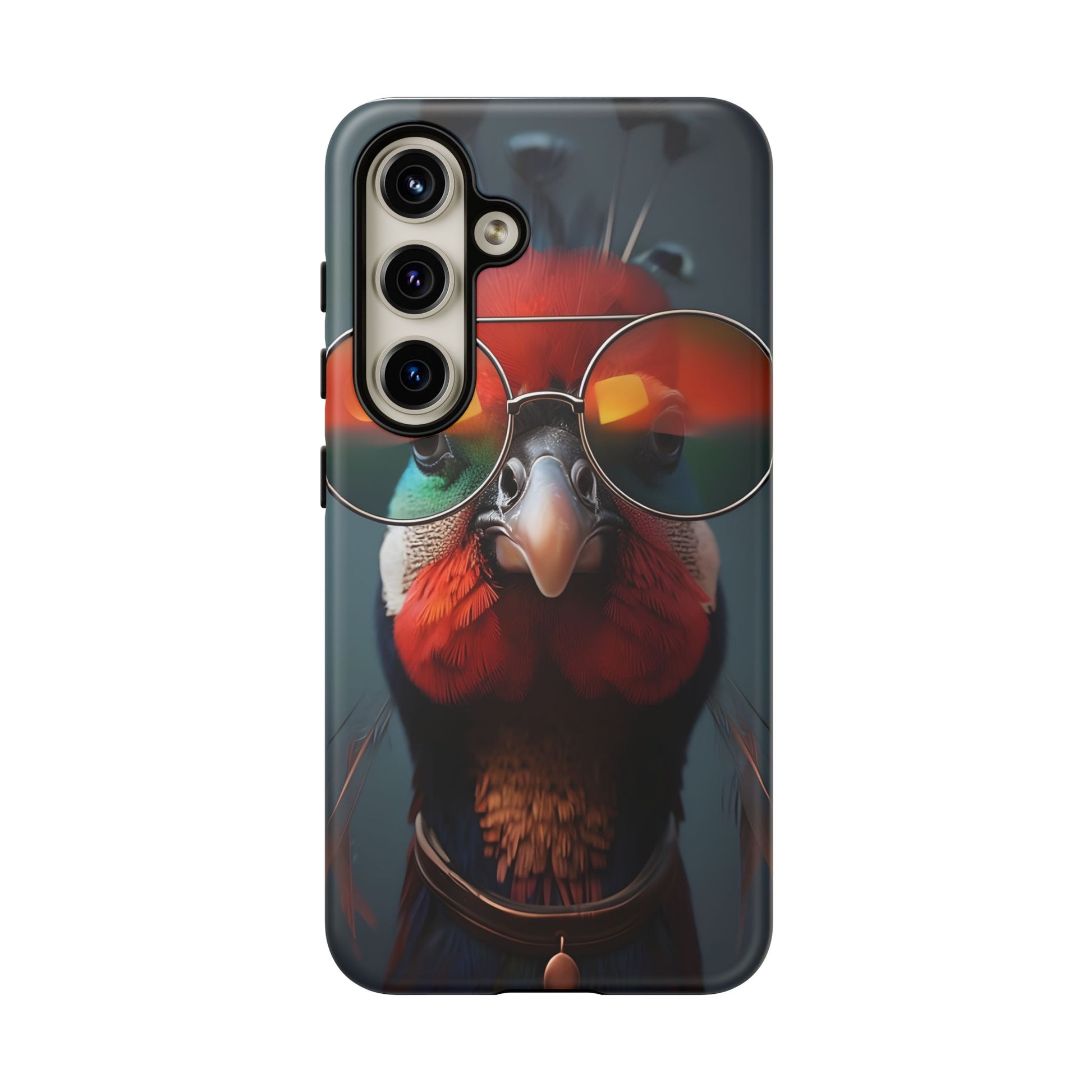 Phone Cases, Bright Exotic Bird in Cool Sunglasses, Protective Tough Cover, Tropical Animal Print, Unique Gift for Bird Lovers, Accessories