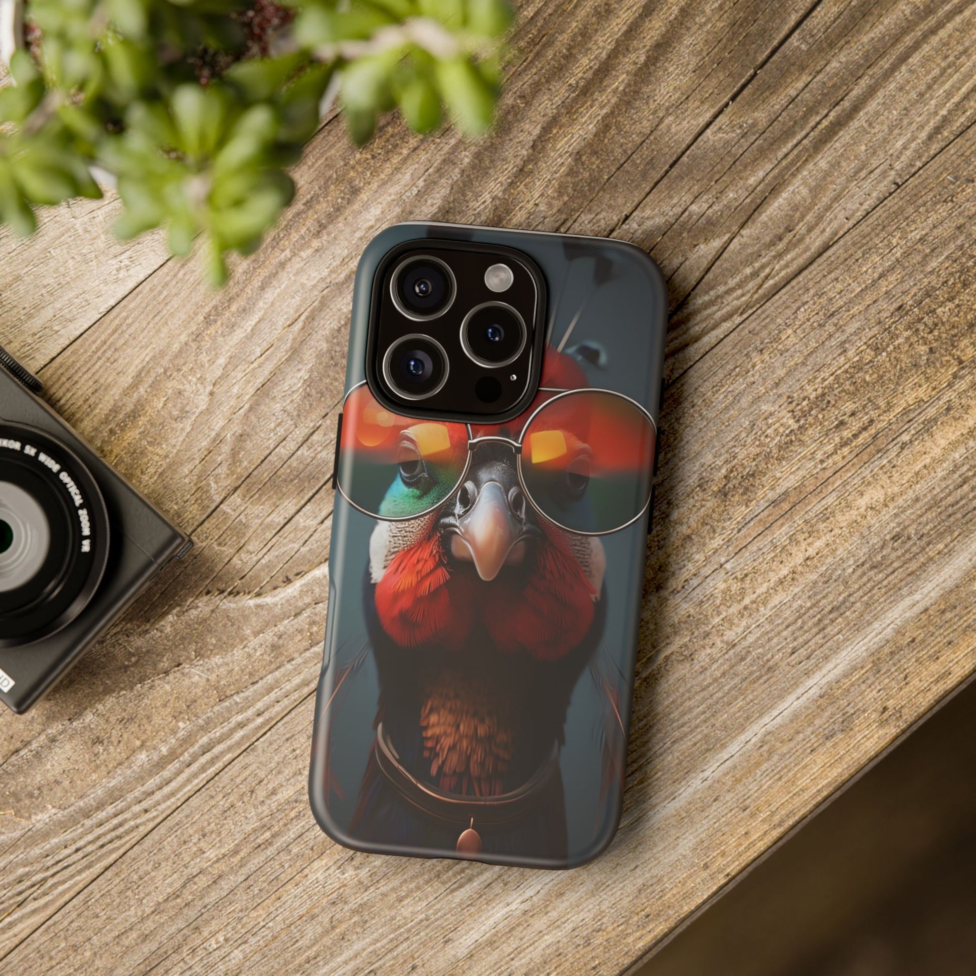 Phone Cases, Bright Exotic Bird in Cool Sunglasses, Protective Tough Cover, Tropical Animal Print, Unique Gift for Bird Lovers, Accessories