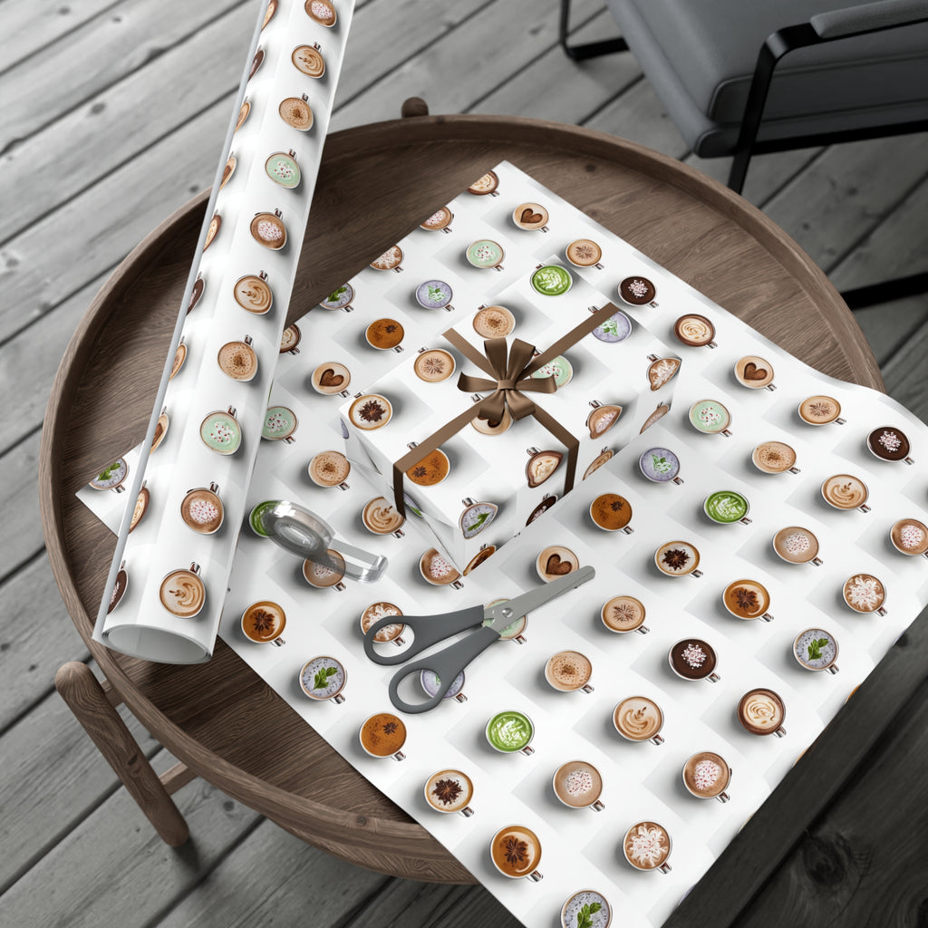 Wrapping Paper, Colorful Lattes On White Background - Gift Wrap Rolls, Eco-Friendly Gift Wrap, Holiday