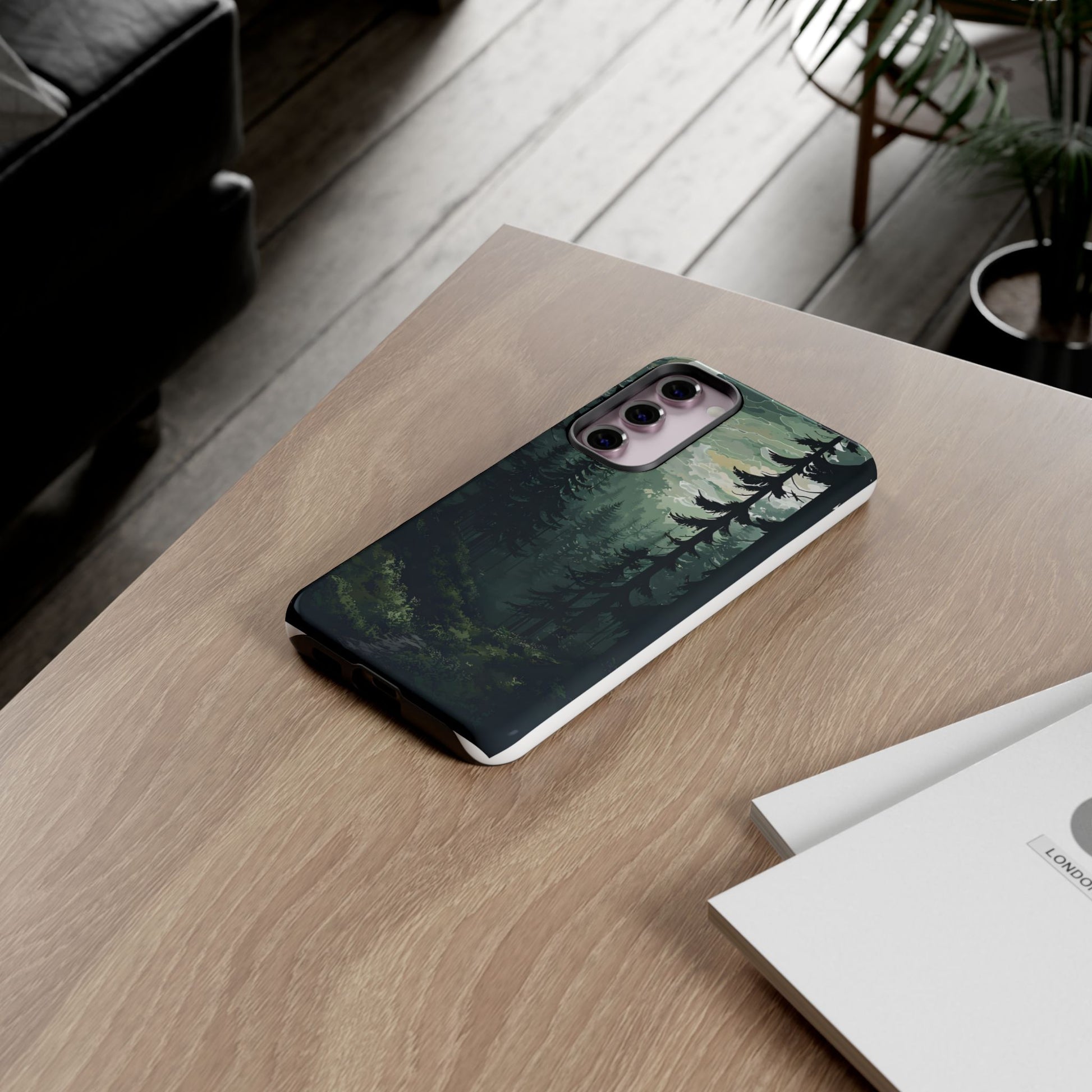 Phone Case, Serene Forest Landscape Digital Illustration Phone Case Cover, Tough Protective Cover, Unique Gift, Trendy