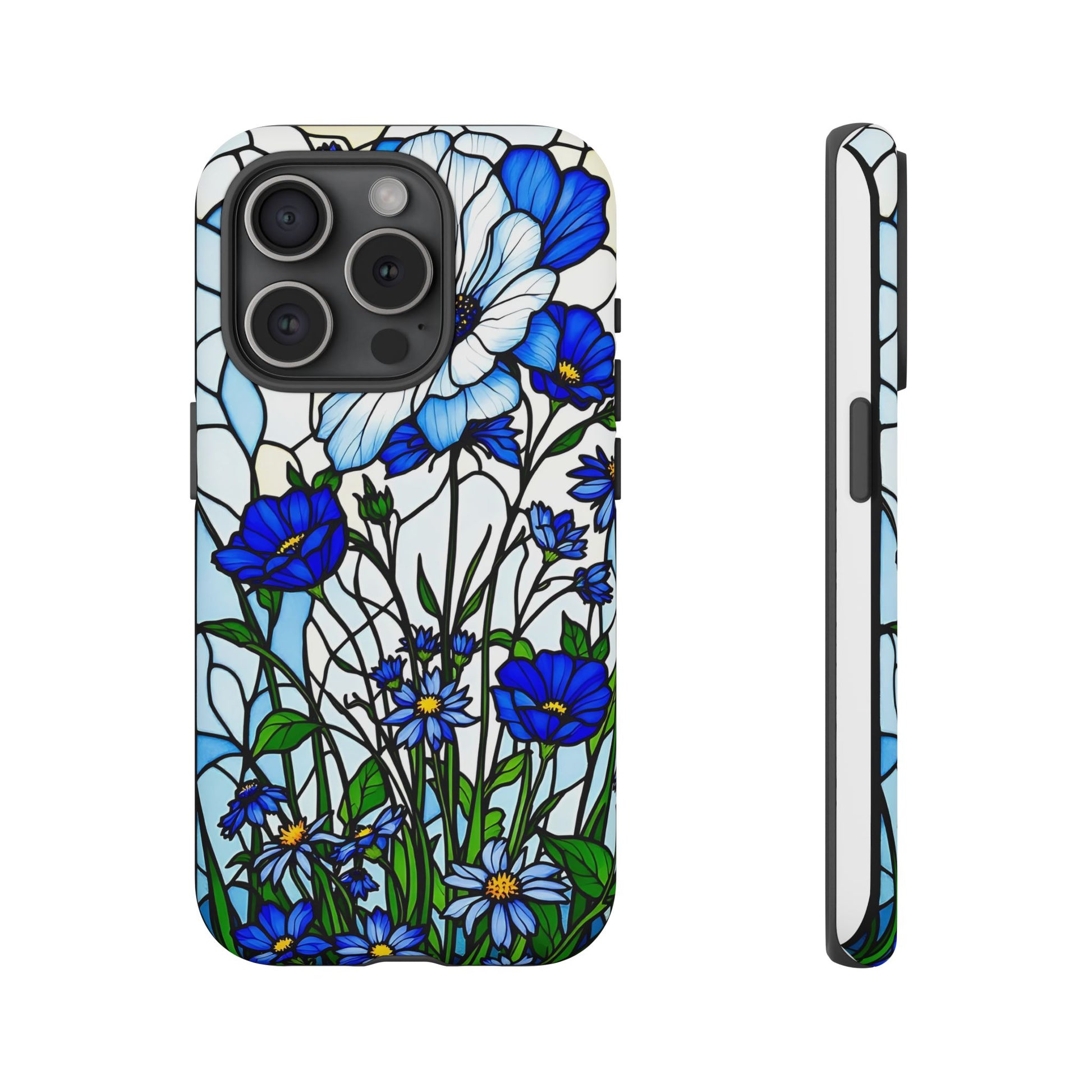 Botanical Stained Glass Tough Case - Floral Phone Cover, Protective Phone Case, Flower Pattern Phone Shell, Nature Inspired Smartphone Case,