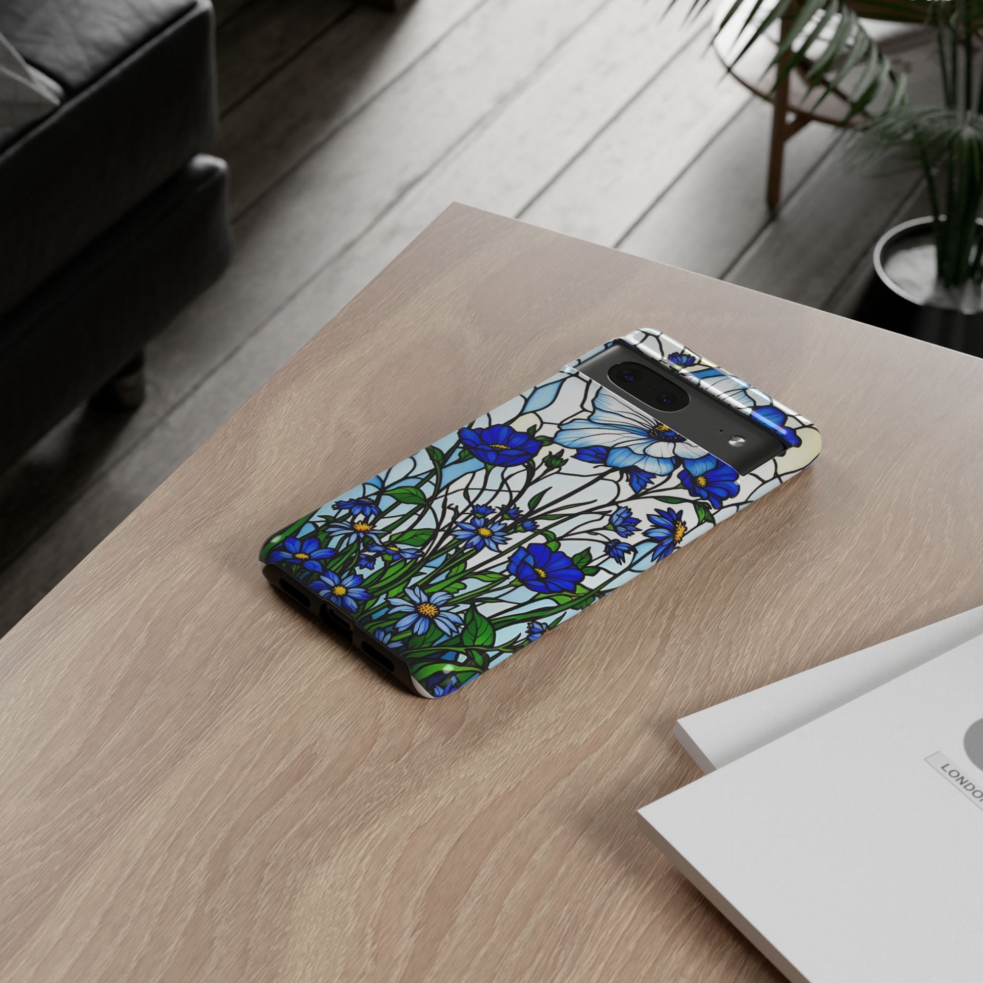 Botanical Stained Glass Tough Case - Floral Phone Cover, Protective Phone Case, Flower Pattern Phone Shell, Nature Inspired Smartphone Case,