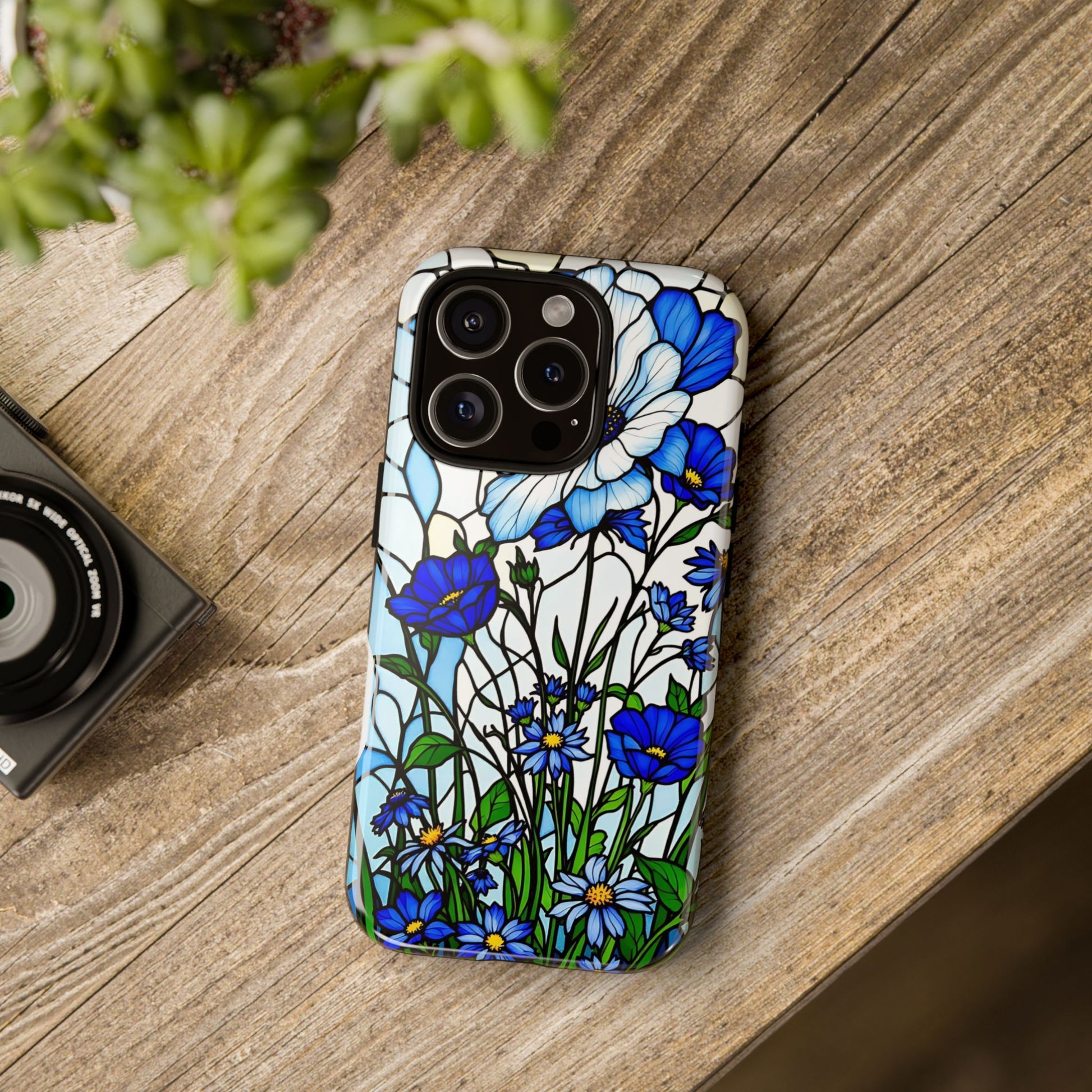 Botanical Stained Glass Tough Case - Floral Phone Cover, Protective Phone Case, Flower Pattern Phone Shell, Nature Inspired Smartphone Case,