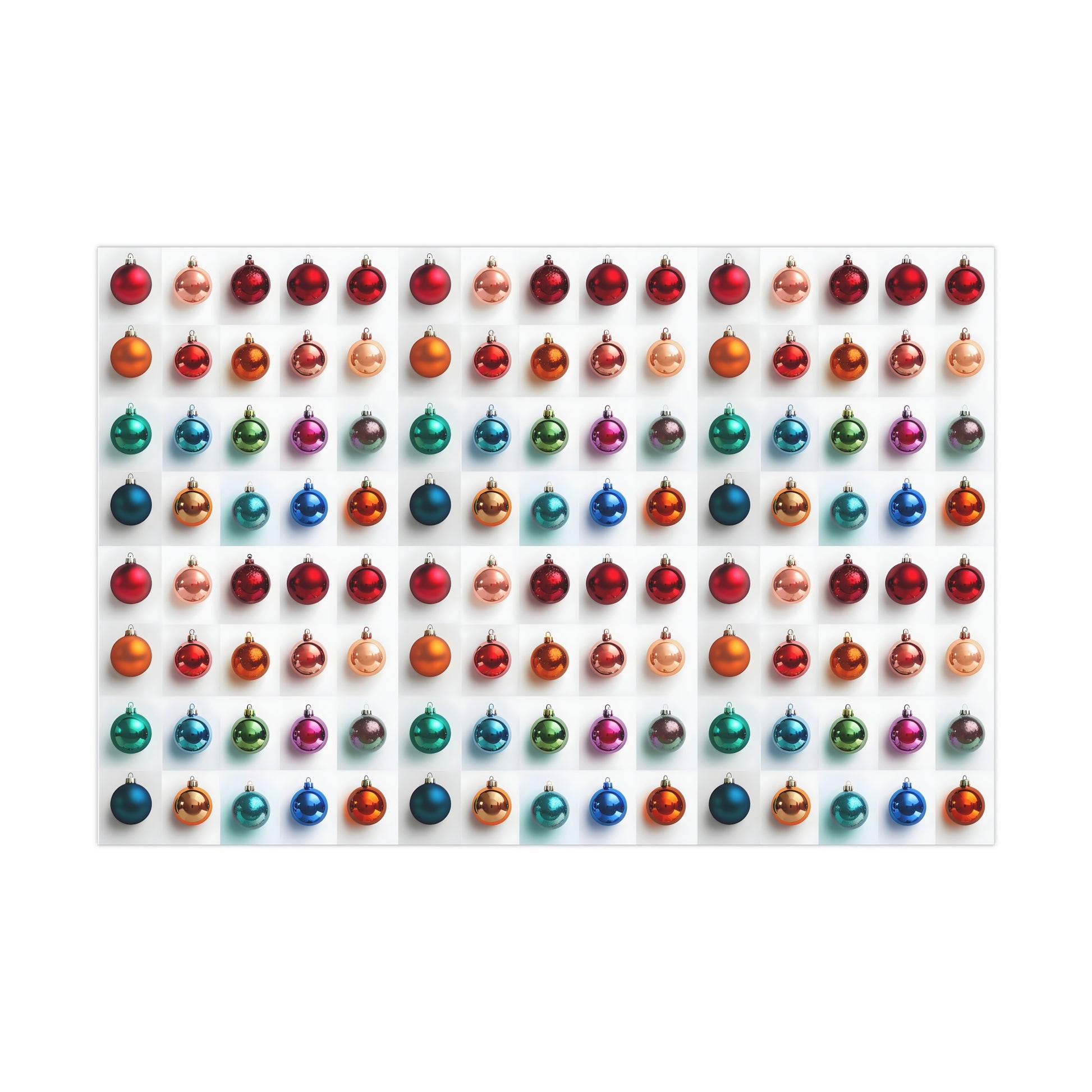 Wrapping Paper, Vibrant Christmas Ornaments On White Background - Gift Wrap Rolls, Eco-Friendly Gift Wrap, Holiday