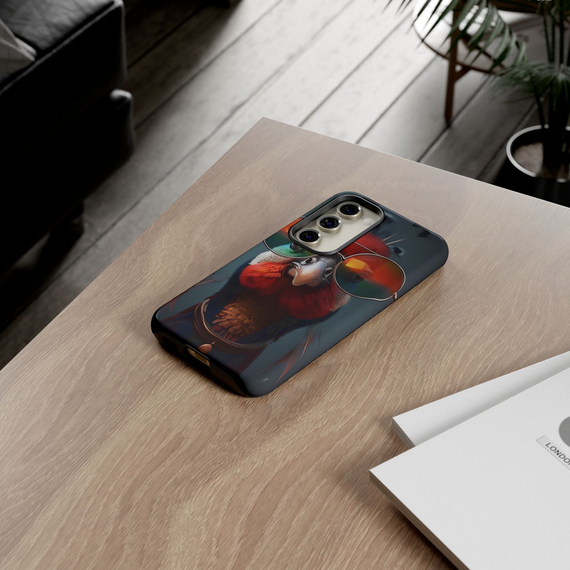 Phone Cases, Bright Exotic Bird in Cool Sunglasses, Protective Tough Cover, Tropical Animal Print, Unique Gift for Bird Lovers, Accessories