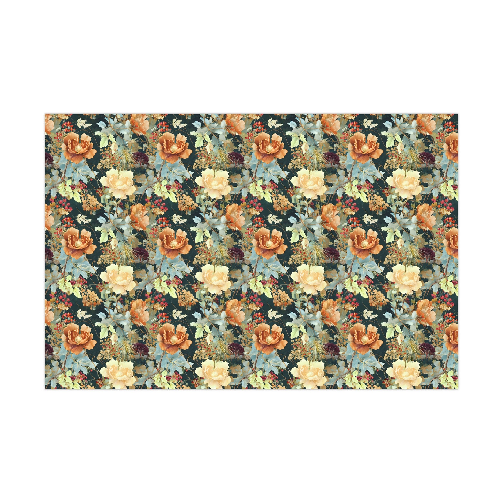 Gift Wrap Papers, Art Nouveau Floral Pattern Showcasing Vibrant Fall Colors, Wrapping Paper Roll, Holiday Gift Wrap, Gift Packaging, Craft