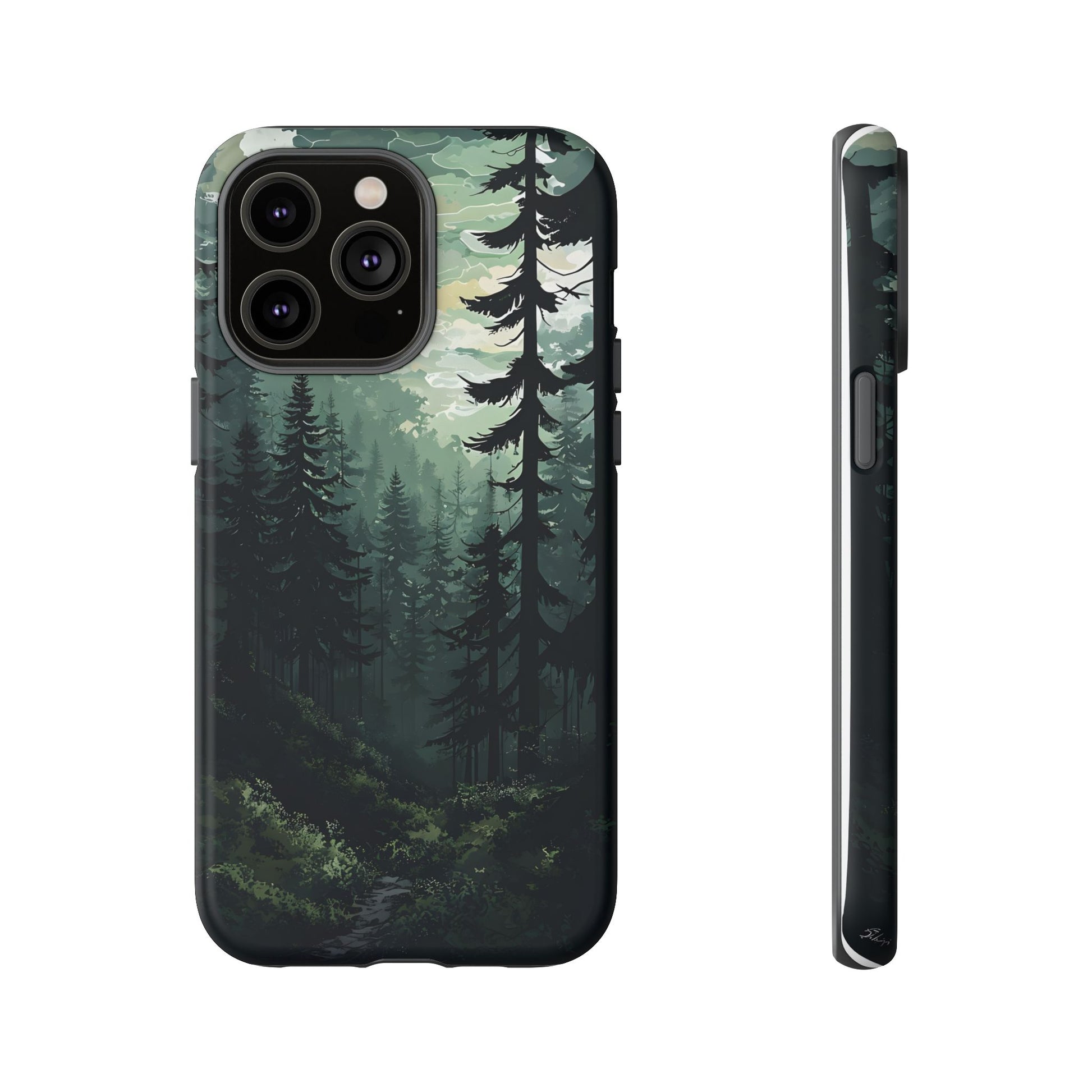 Phone Case, Serene Forest Landscape Digital Illustration Phone Case Cover, Tough Protective Cover, Unique Gift, Trendy