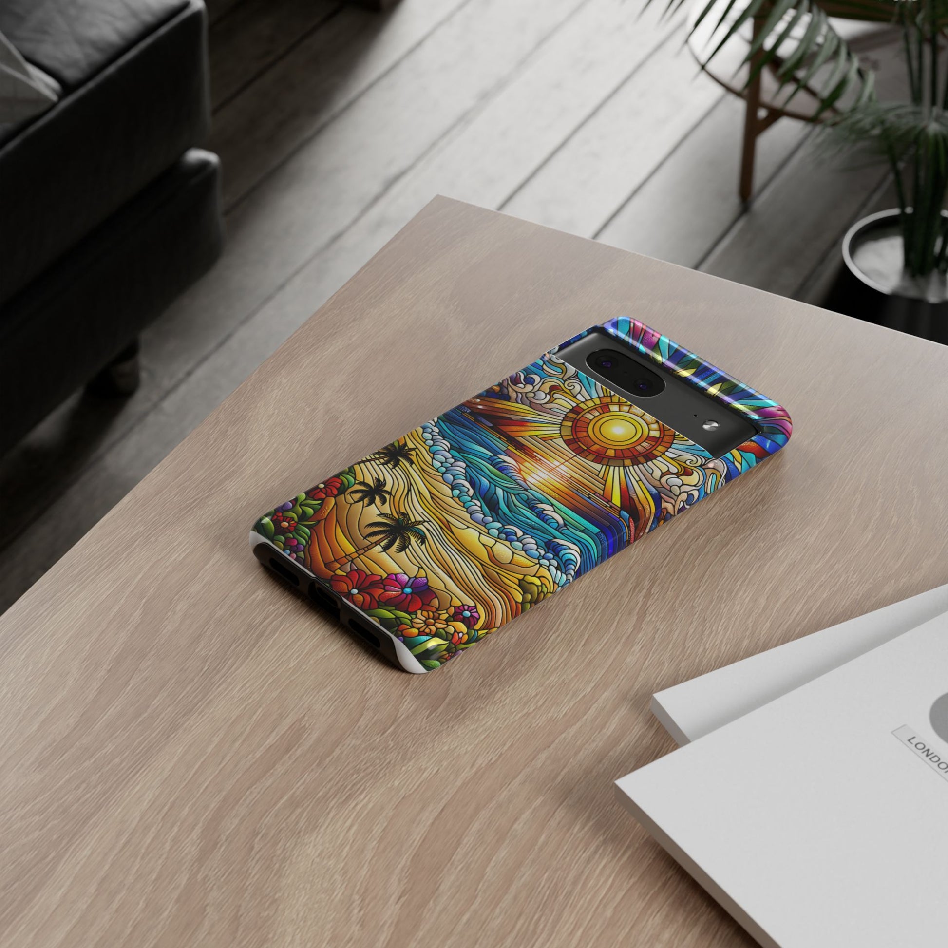 Stained Glass Tough Cases, Protective Phone Case, Nature Inspired Smartphone Cover, Beach Day Summer Accessories, Ocean Lover Gift