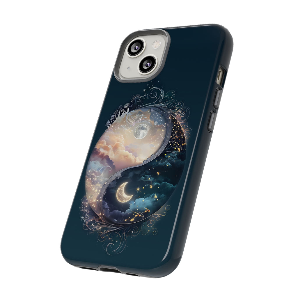 Phone Case, Yin-Yang Symbol Design, Whimsical Day Night Fantasy Print, Protective Cover, Tough Skin, Phone Accessories, Phone Protection