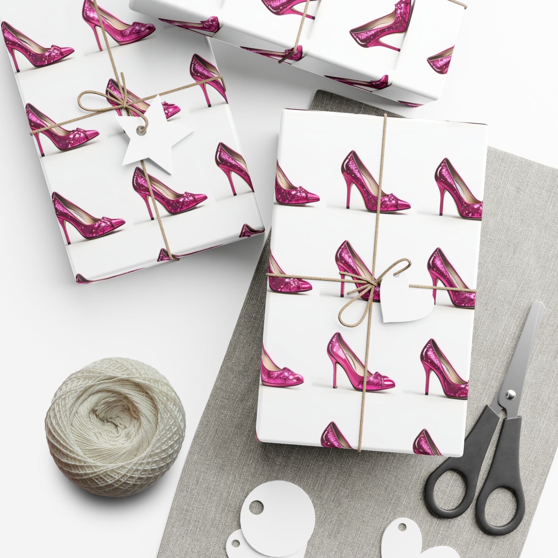 Wrapping Paper, Hot Pink High Heels On White Background - Gift Wrap Rolls, Eco-Friendly Gift Wrap, Holiday
