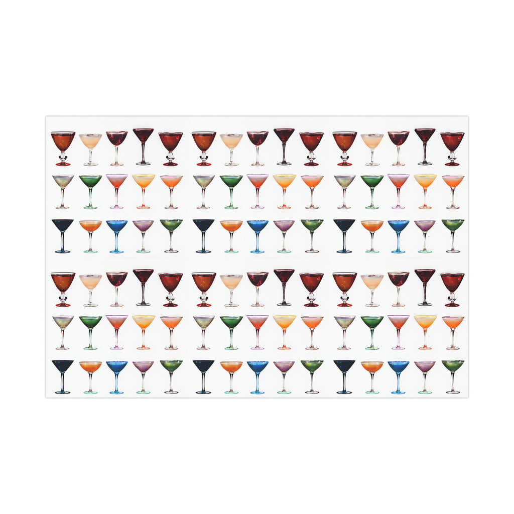 Wrapping Paper, Colorful Cocktails On White Background - Gift Wrap Rolls, Eco-Friendly Gift Wrap, Holiday