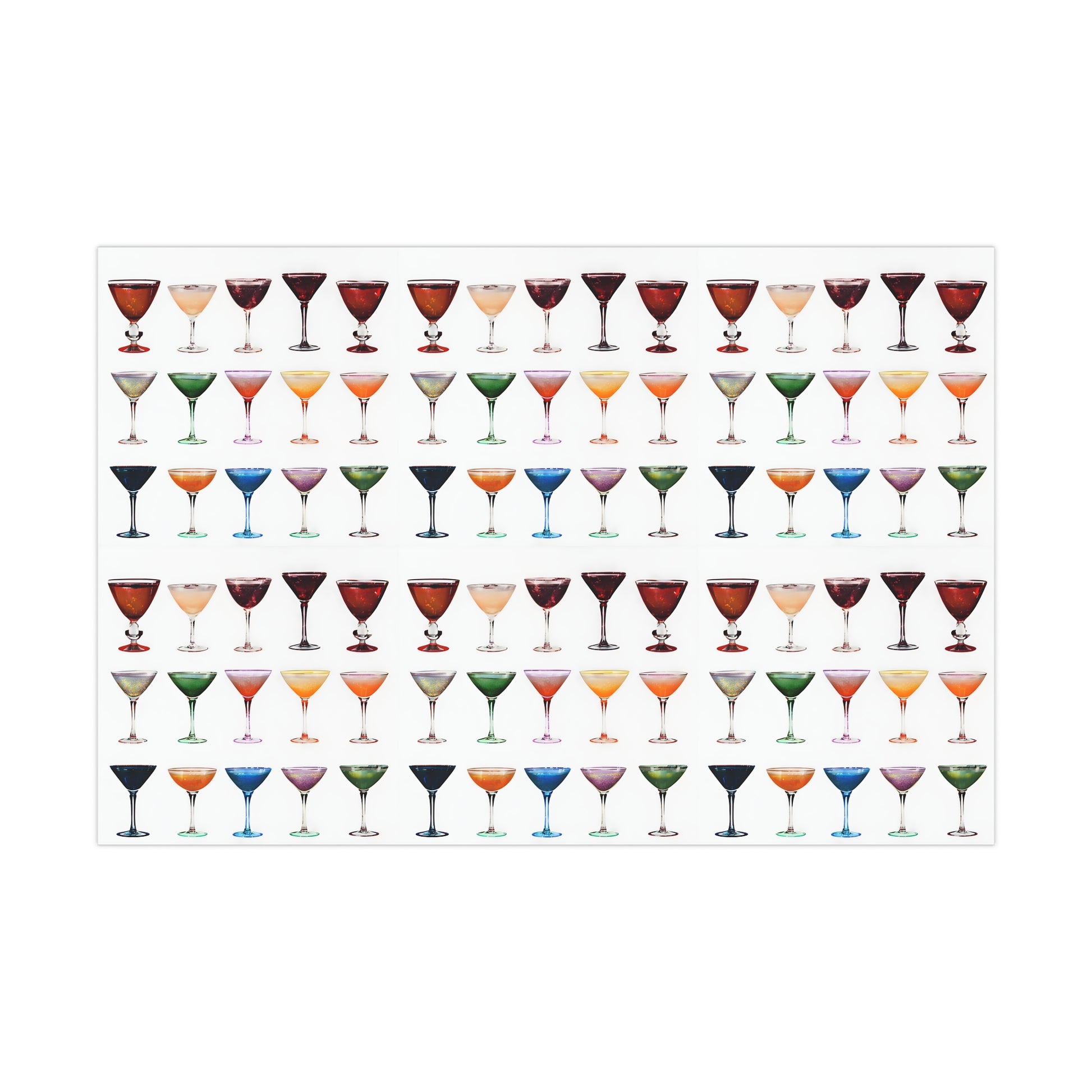 Wrapping Paper, Colorful Cocktails On White Background - Gift Wrap Rolls, Eco-Friendly Gift Wrap, Holiday