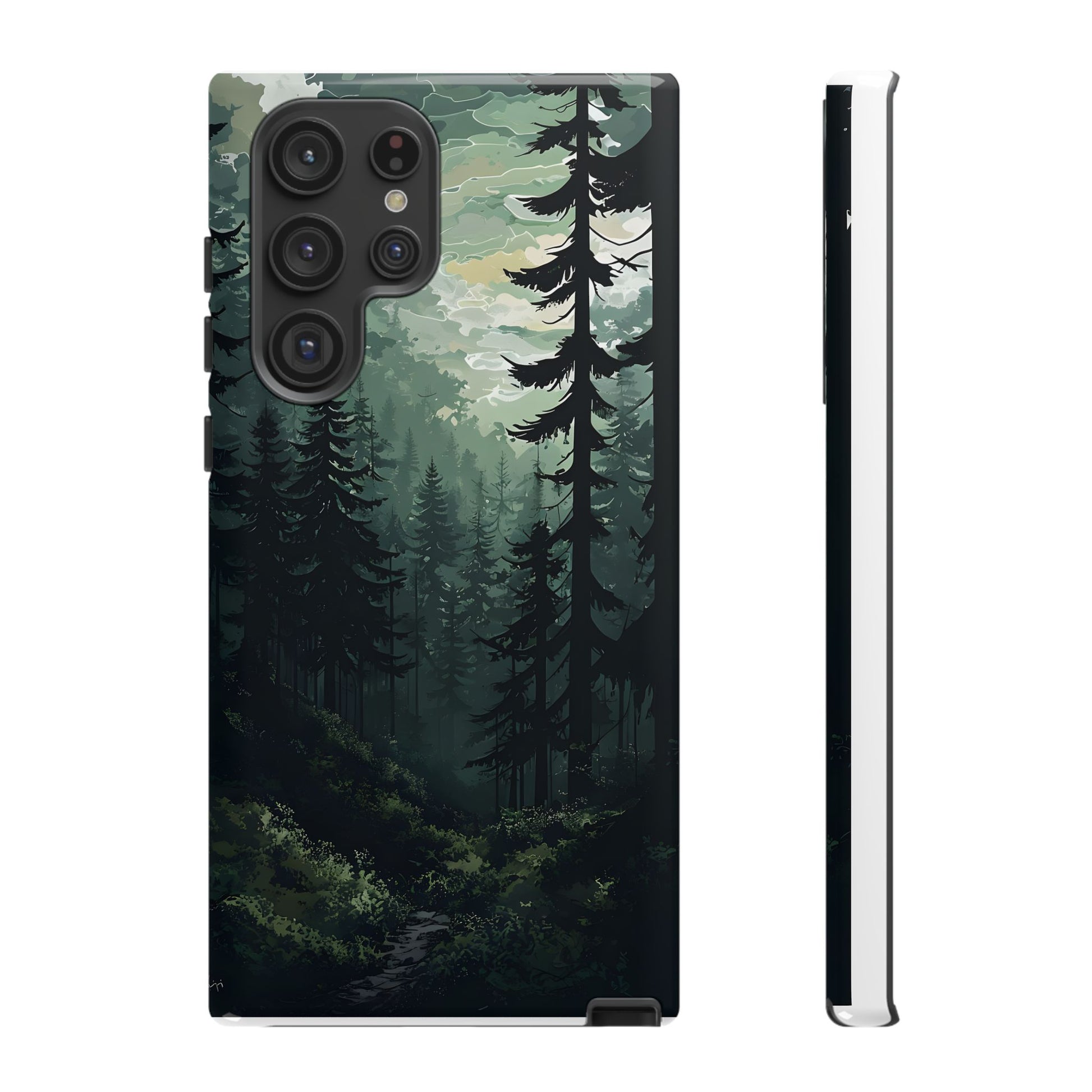 Phone Case, Serene Forest Landscape Digital Illustration Phone Case Cover, Tough Protective Cover, Unique Gift, Trendy