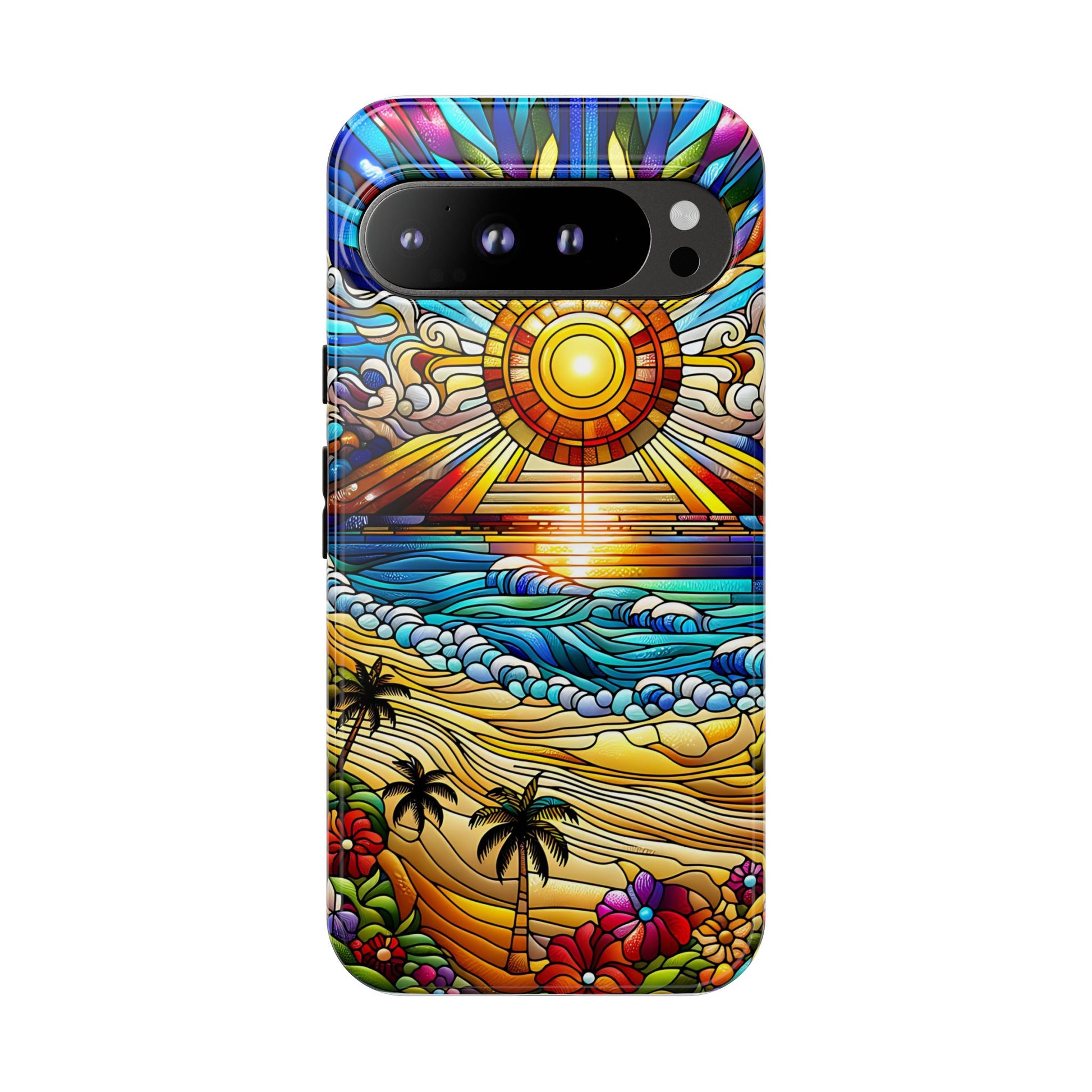 Stained Glass Tough Cases, Protective Phone Case, Nature Inspired Smartphone Cover, Beach Day Summer Accessories, Ocean Lover Gift