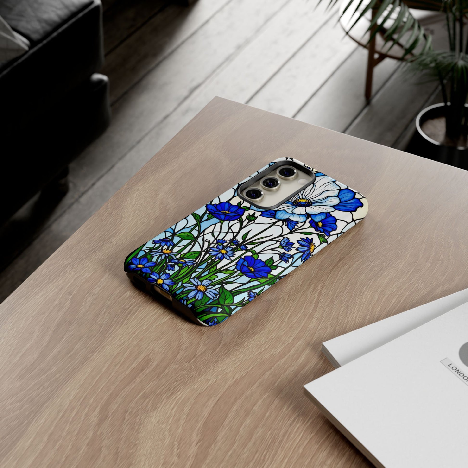 Botanical Stained Glass Tough Case - Floral Phone Cover, Protective Phone Case, Flower Pattern Phone Shell, Nature Inspired Smartphone Case,