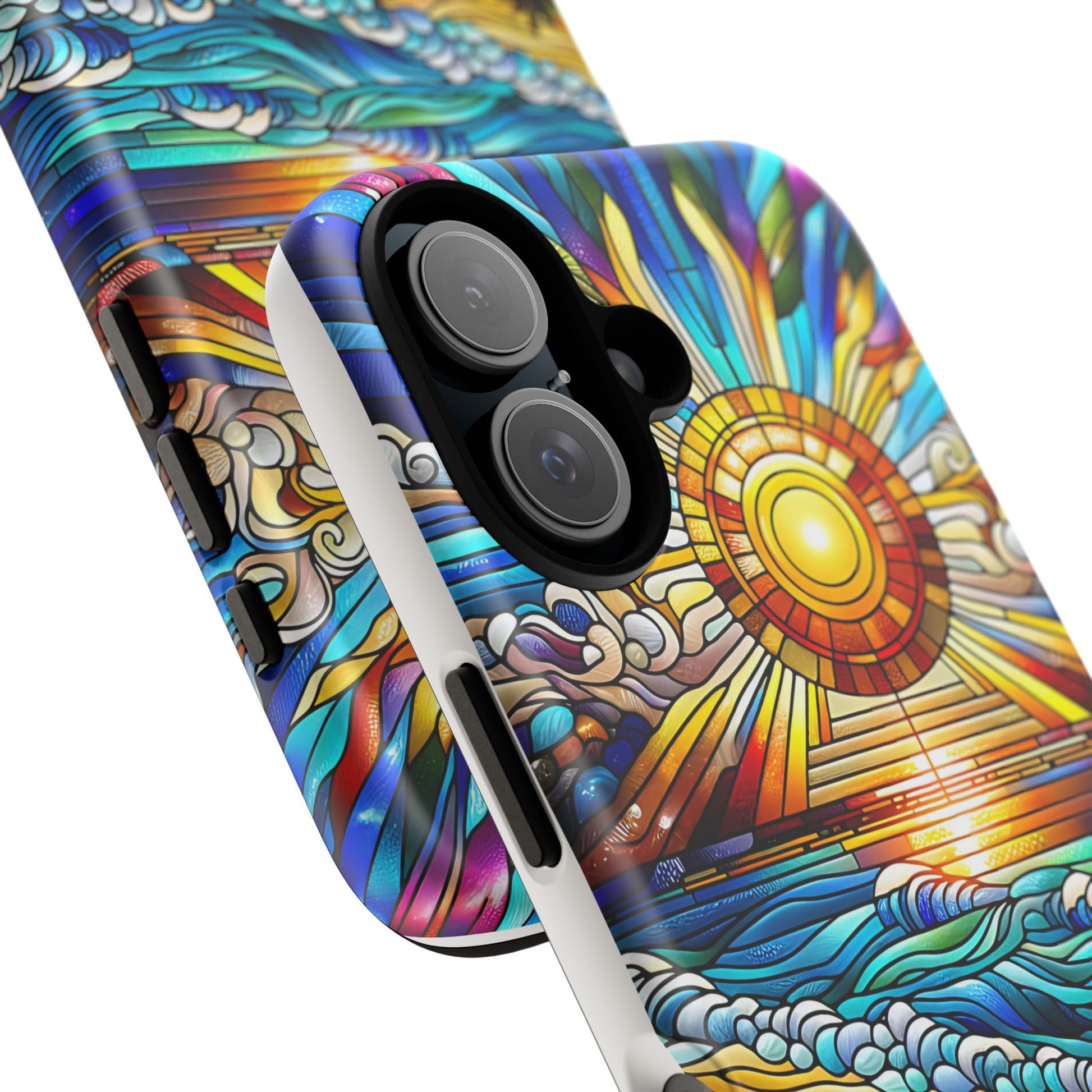 Stained Glass Tough Cases, Protective Phone Case, Nature Inspired Smartphone Cover, Beach Day Summer Accessories, Ocean Lover Gift
