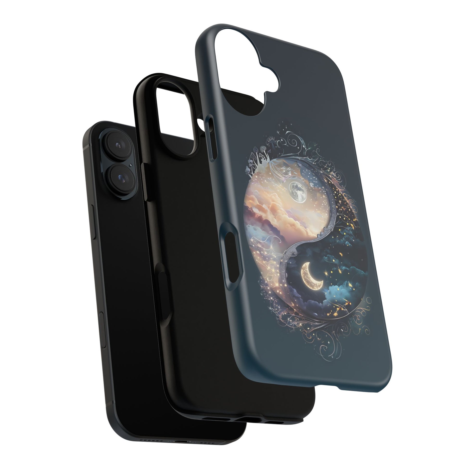 Phone Case, Yin-Yang Symbol Design, Whimsical Day Night Fantasy Print, Protective Cover, Tough Skin, Phone Accessories, Phone Protection