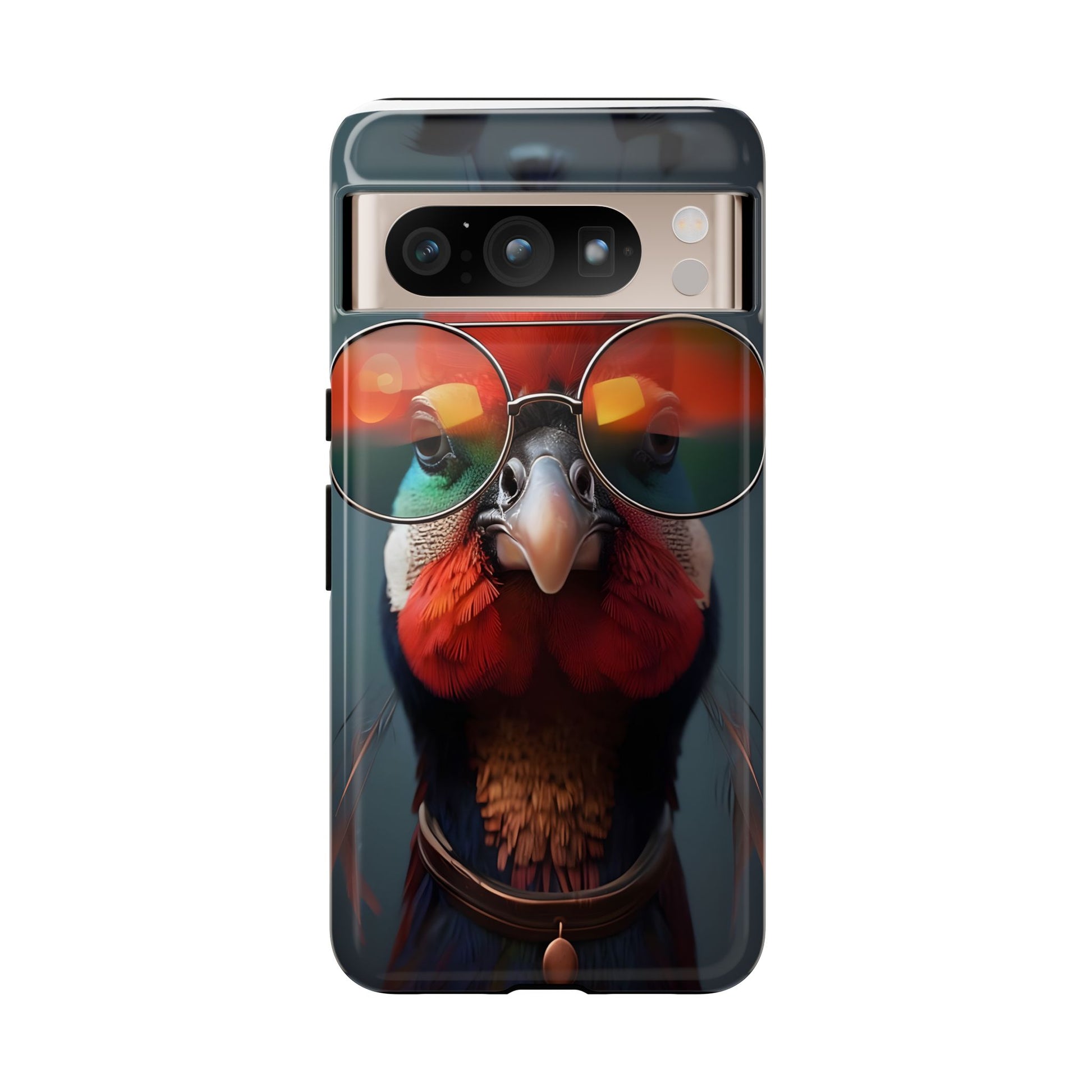 Phone Cases, Bright Exotic Bird in Cool Sunglasses, Protective Tough Cover, Tropical Animal Print, Unique Gift for Bird Lovers, Accessories