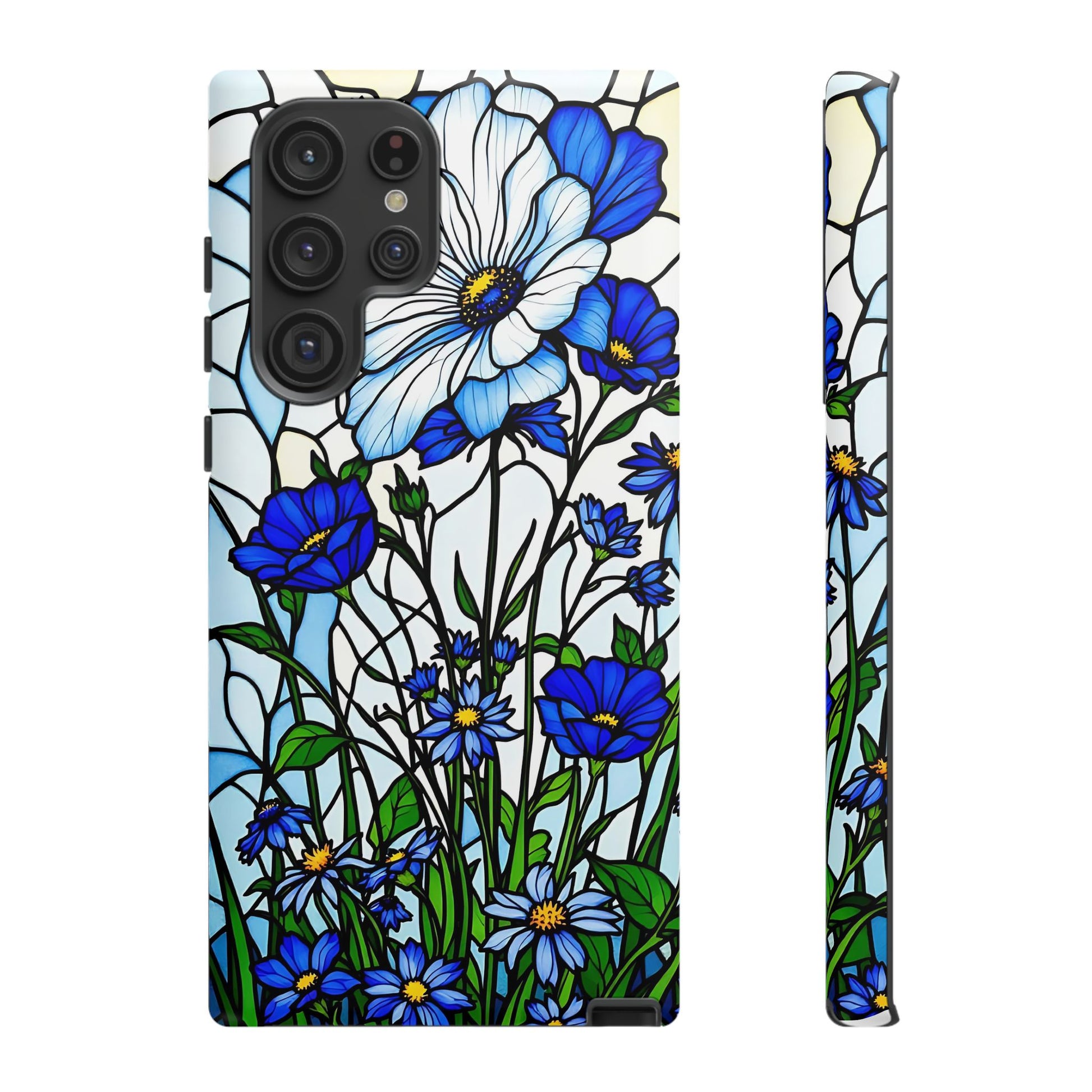 Botanical Stained Glass Tough Case - Floral Phone Cover, Protective Phone Case, Flower Pattern Phone Shell, Nature Inspired Smartphone Case,