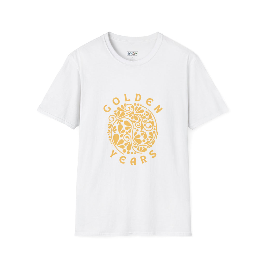 Golden Years Unisex Softstyle T-Shirt, Celebration Tee, Gifts for Retirement, Floral Design, Comfortable Apparel, Casual Wear