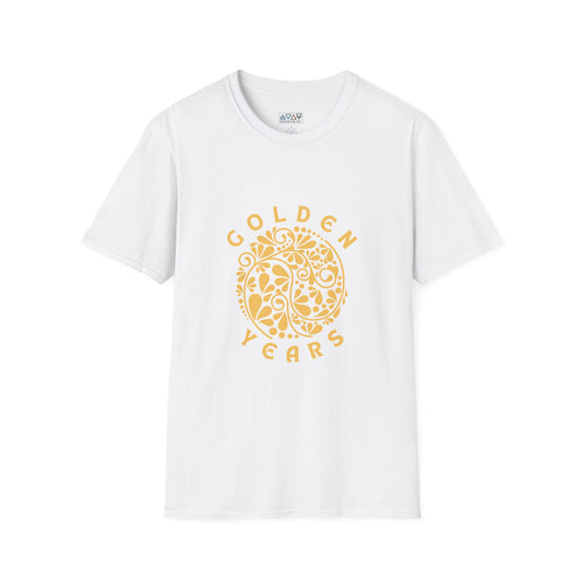 Golden Years Unisex Softstyle T-Shirt, Celebration Tee, Gifts for Retirement, Floral Design, Comfortable Apparel, Casual Wear