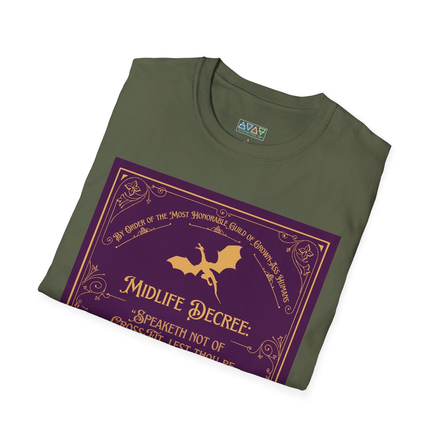 Funny Quote Unisex T-Shirt - Midlife Decree - Speaketh not of crossfit, lest thou be cursed to burpees eternal