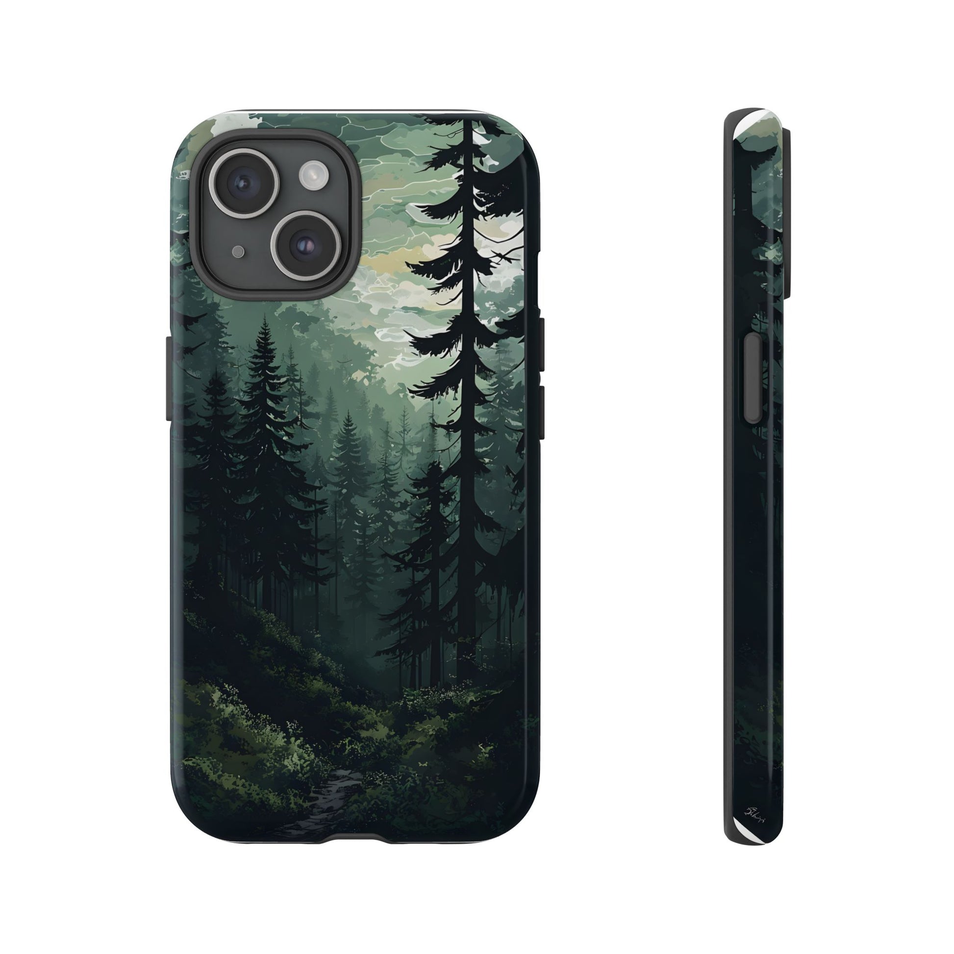 Phone Case, Serene Forest Landscape Digital Illustration Phone Case Cover, Tough Protective Cover, Unique Gift, Trendy