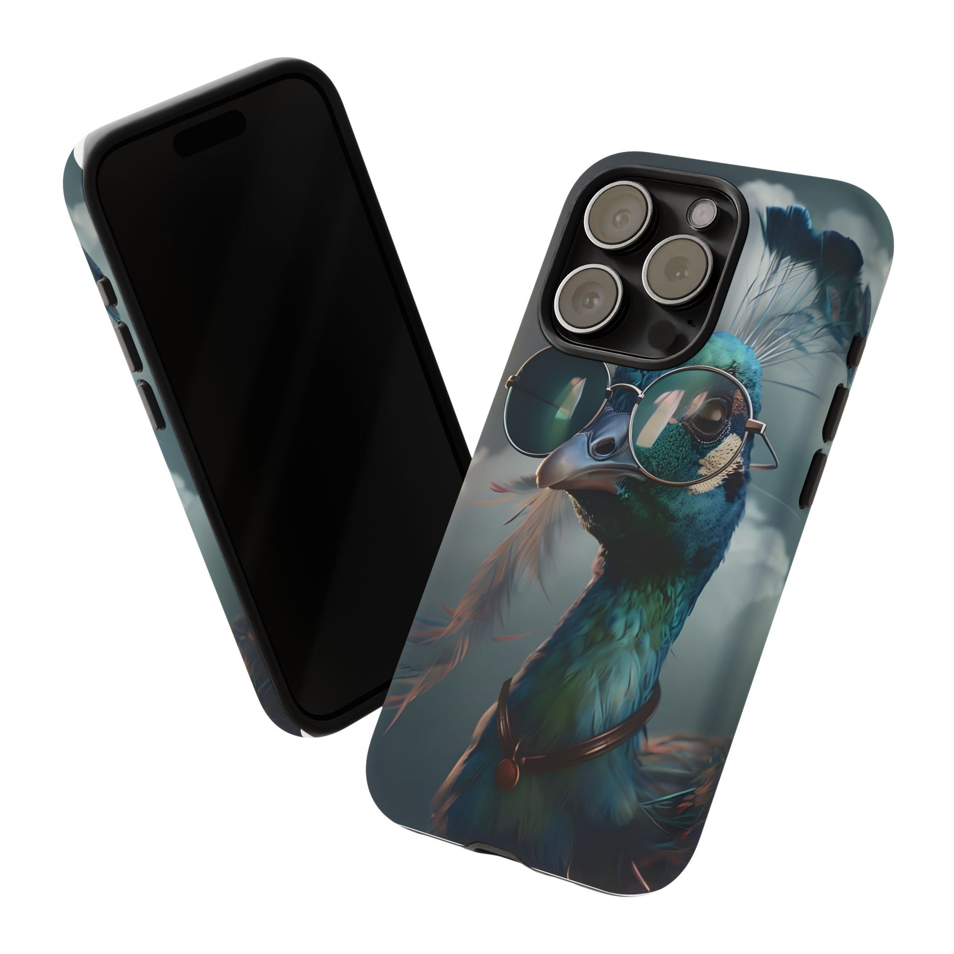 Phone Case, Peacock Design, Neon Lighting, Unique Gift, Hard Shell Cover, Protective Sleeve