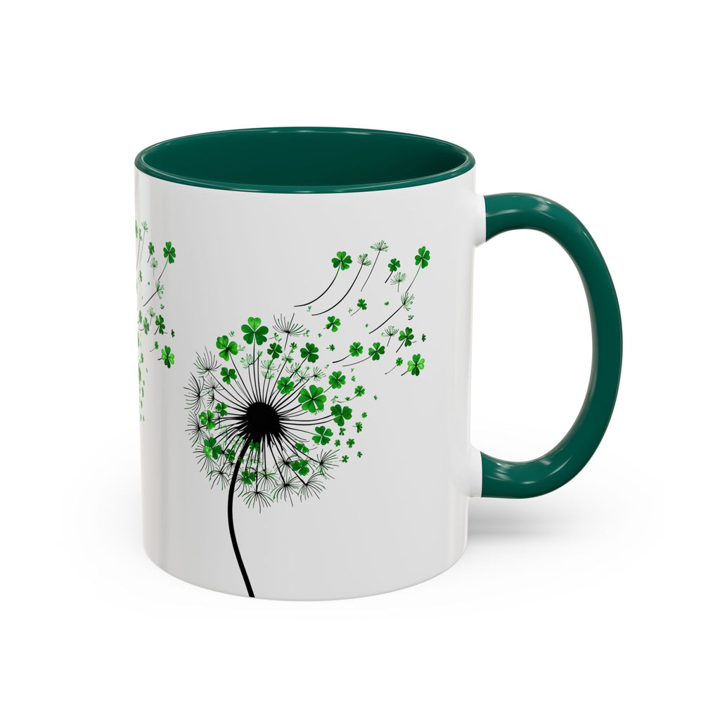 Dandelion Mugs, Watercolor Floral Coffee Cups, Shamrock Tea Mug, Nature Lover Gift, St. Patrick's Day Kitchen Decor