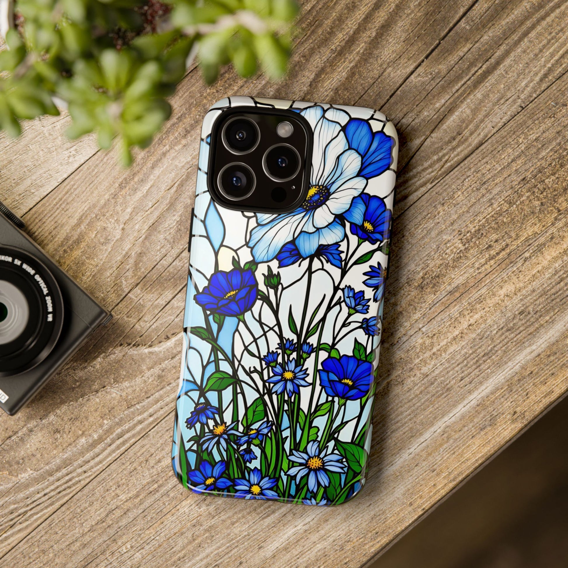 Botanical Stained Glass Tough Case - Floral Phone Cover, Protective Phone Case, Flower Pattern Phone Shell, Nature Inspired Smartphone Case,