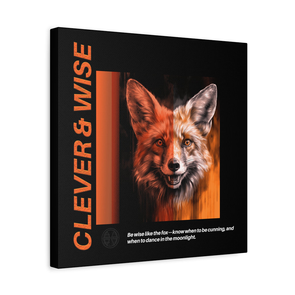 Fox Canvas Art, Inspirational & Wise Wall Decor, Nature Gift, Wildlife, Abstract Animal Artwork, Clever Motivational Matte Canvas
