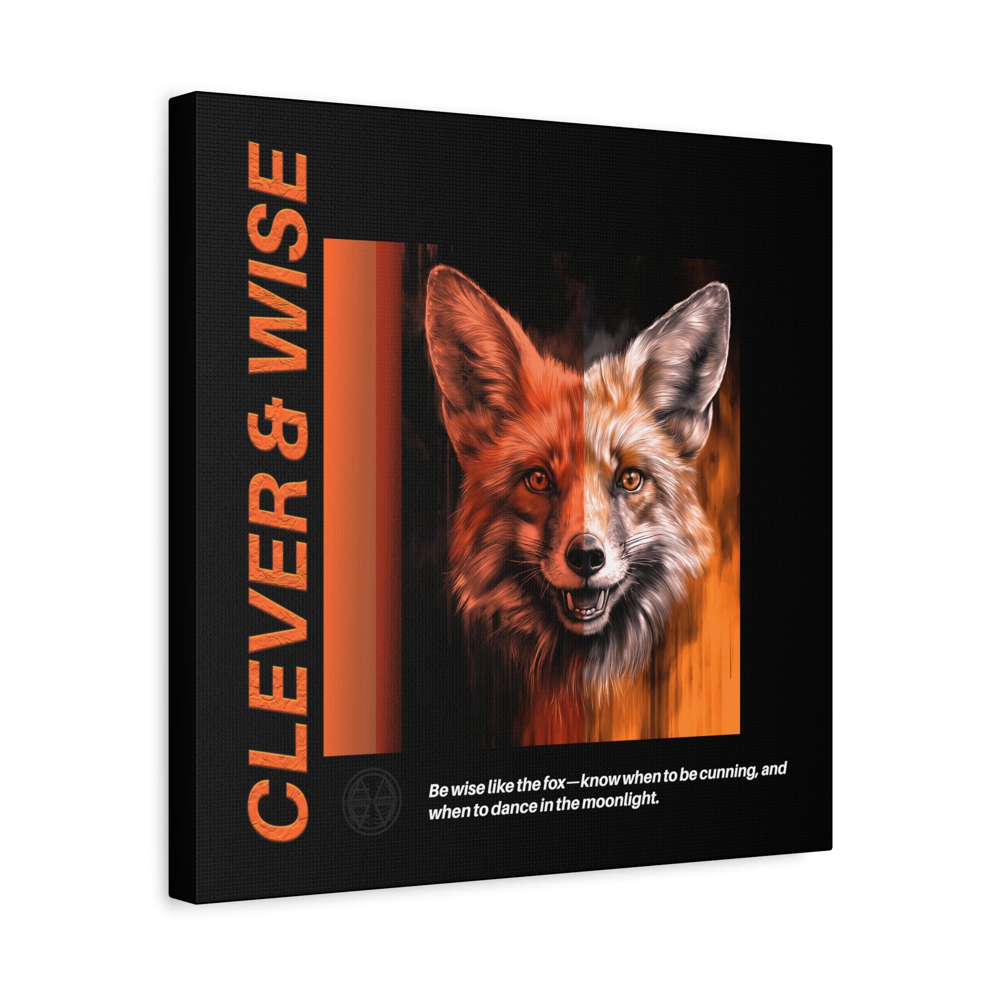 Fox Canvas Art, Inspirational & Wise Wall Decor, Nature Gift, Wildlife, Abstract Animal Artwork, Clever Motivational Matte Canvas