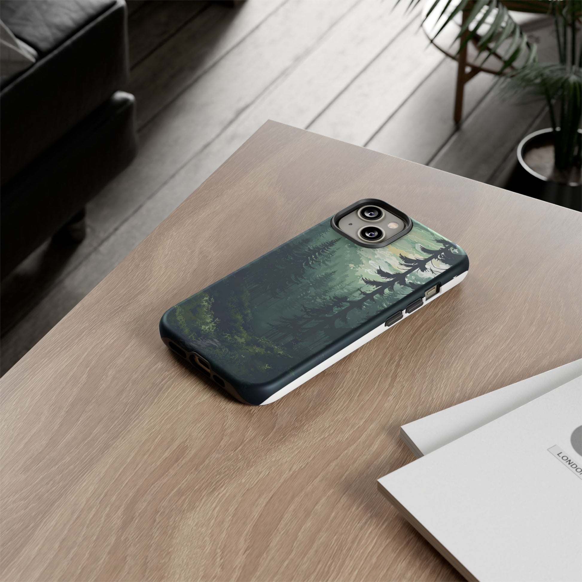 Phone Case, Serene Forest Landscape Digital Illustration Phone Case Cover, Tough Protective Cover, Unique Gift, Trendy