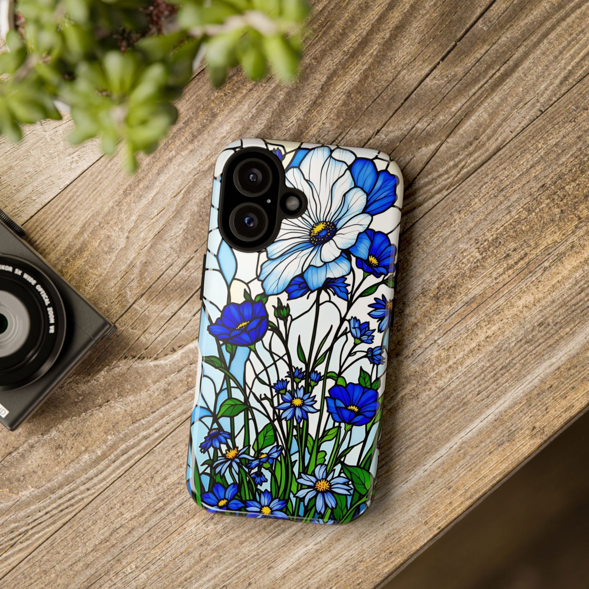 Botanical Stained Glass Tough Case - Floral Phone Cover, Protective Phone Case, Flower Pattern Phone Shell, Nature Inspired Smartphone Case,
