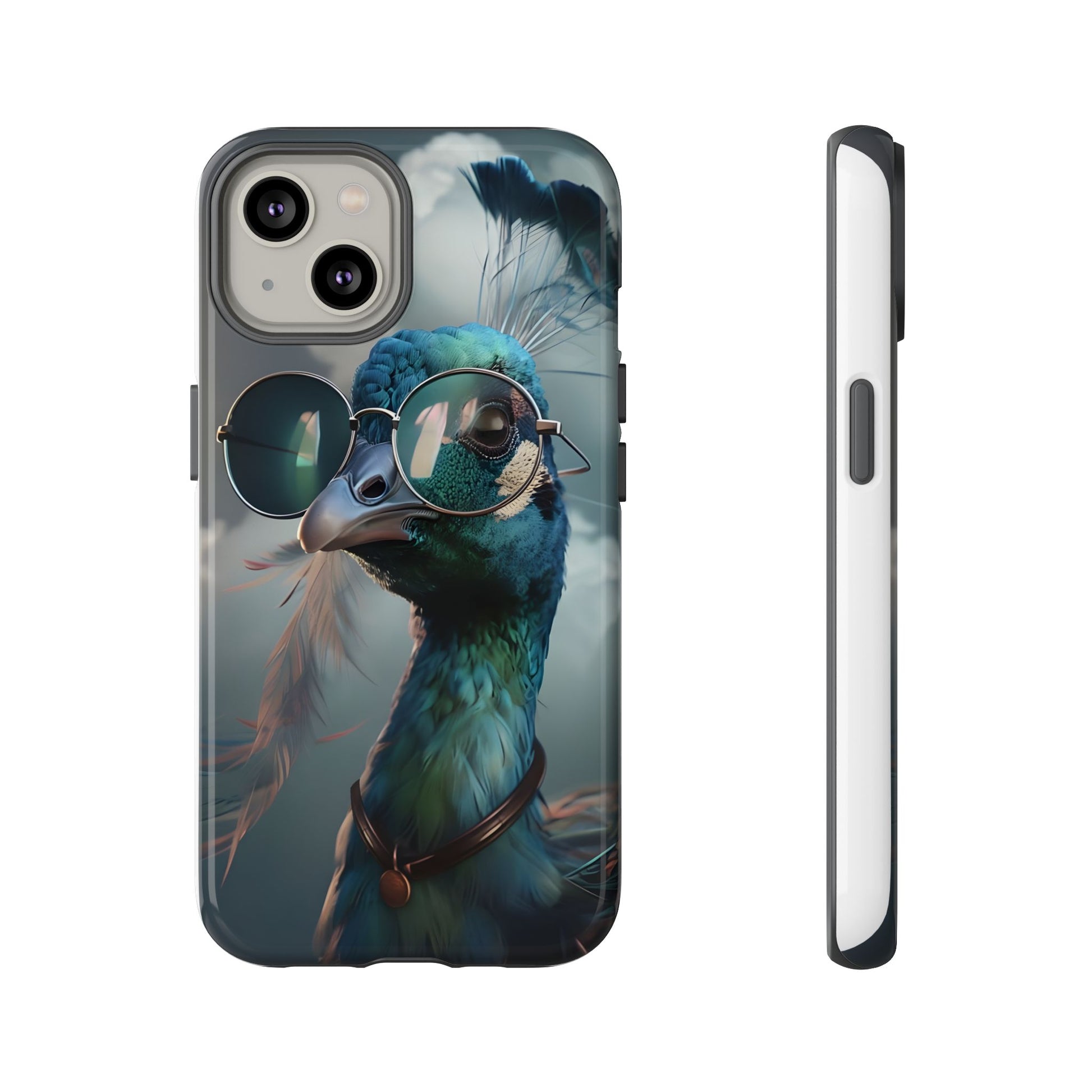 Phone Case, Peacock Design, Neon Lighting, Unique Gift, Hard Shell Cover, Protective Sleeve