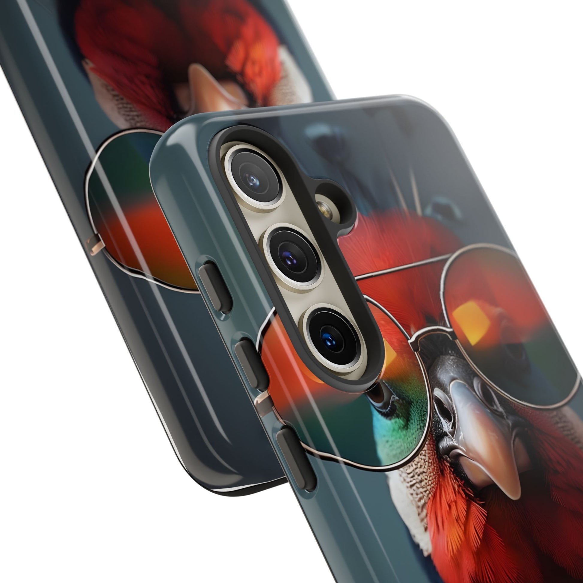 Phone Cases, Bright Exotic Bird in Cool Sunglasses, Protective Tough Cover, Tropical Animal Print, Unique Gift for Bird Lovers, Accessories