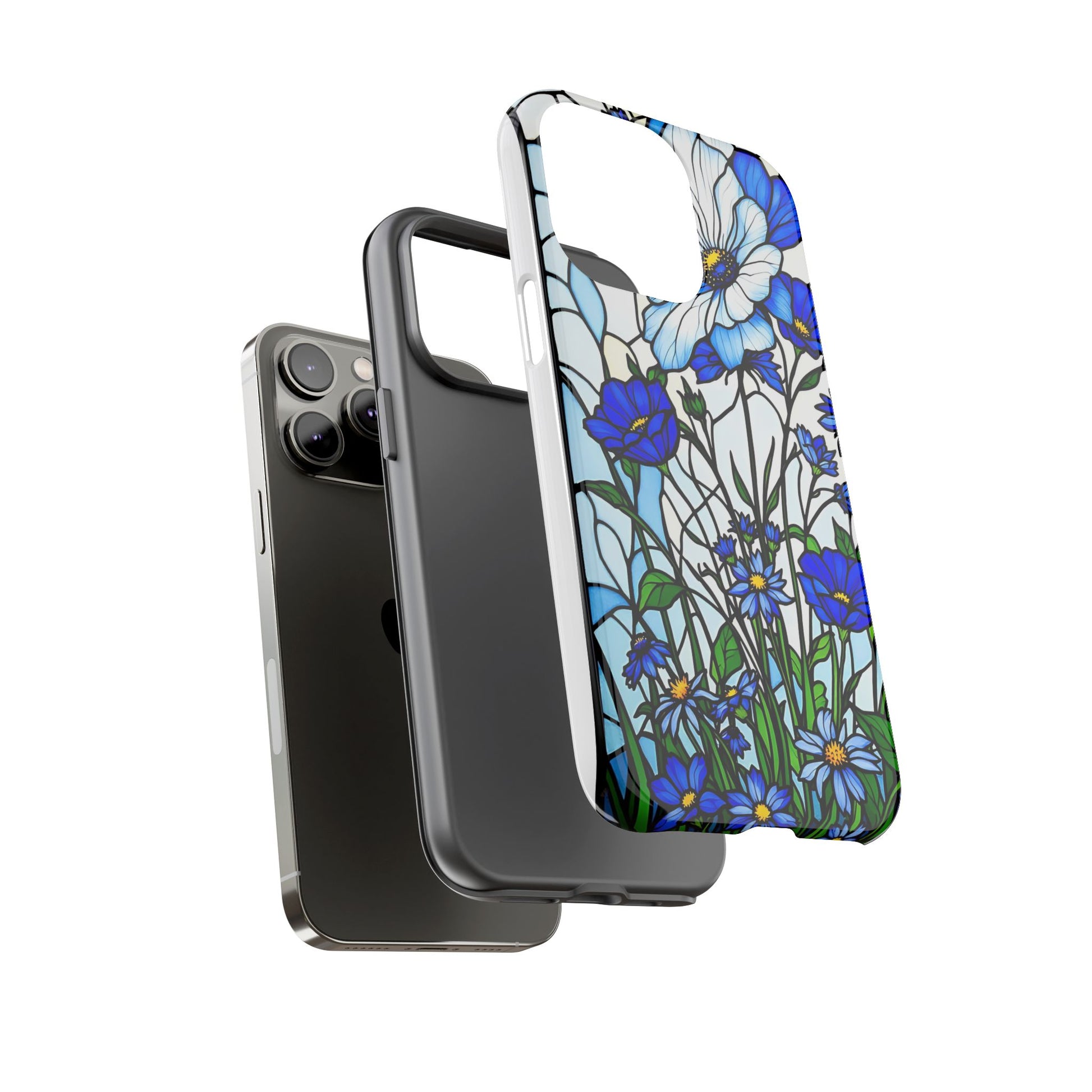 Botanical Stained Glass Tough Case - Floral Phone Cover, Protective Phone Case, Flower Pattern Phone Shell, Nature Inspired Smartphone Case,