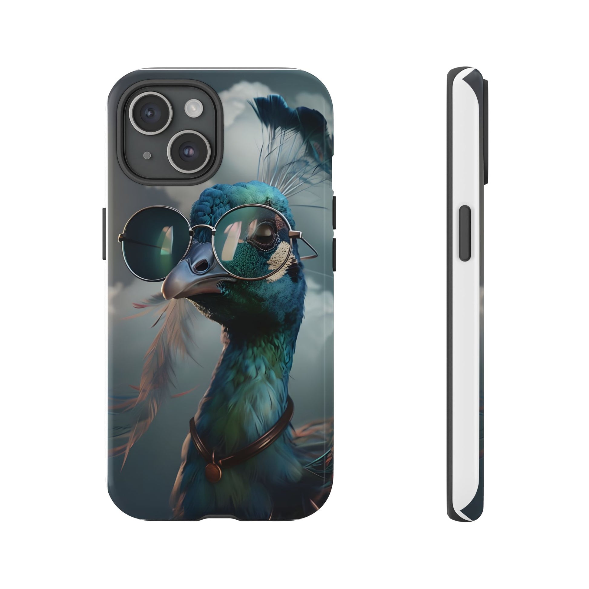 Phone Case, Peacock Design, Neon Lighting, Unique Gift, Hard Shell Cover, Protective Sleeve