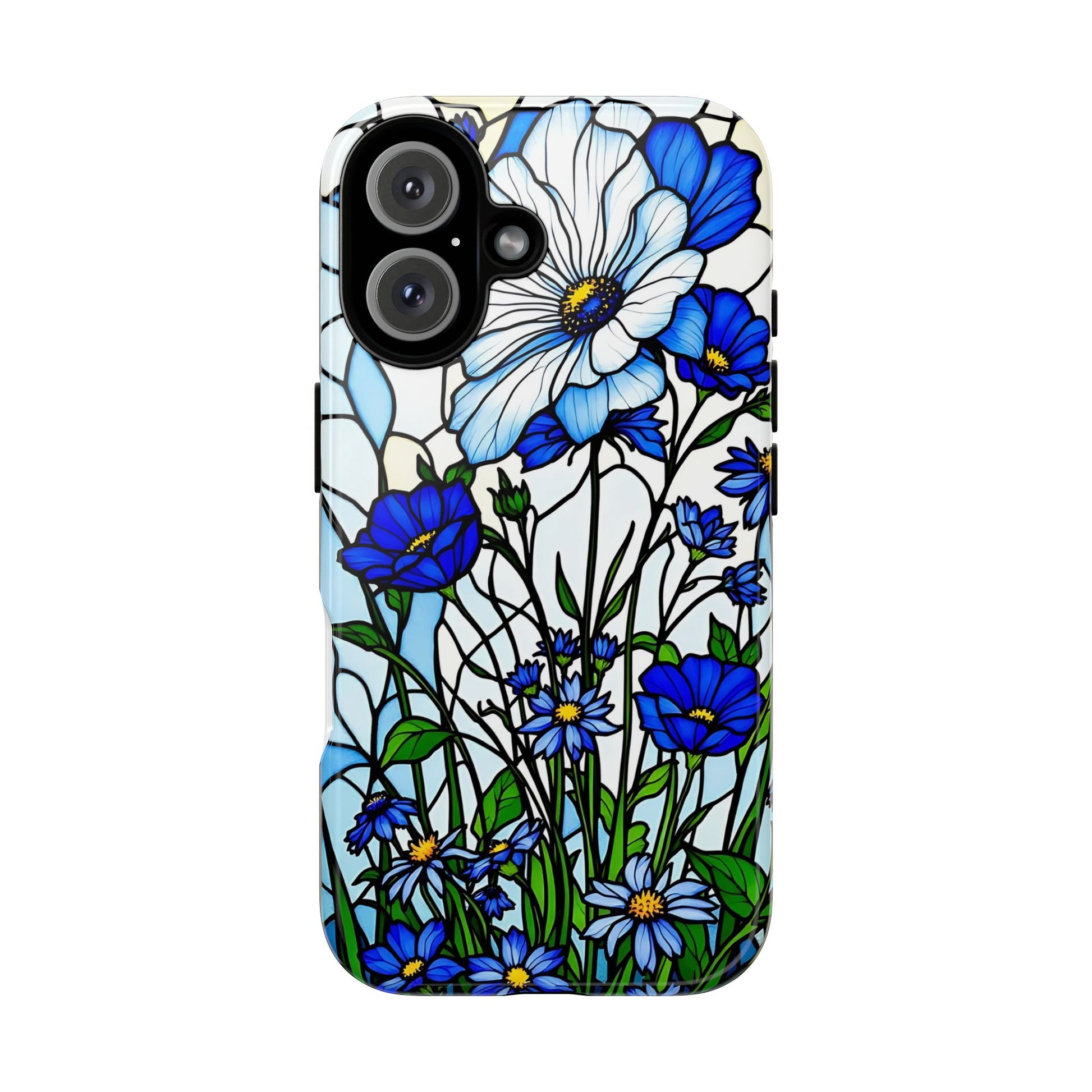 Botanical Stained Glass Tough Case - Floral Phone Cover, Protective Phone Case, Flower Pattern Phone Shell, Nature Inspired Smartphone Case,