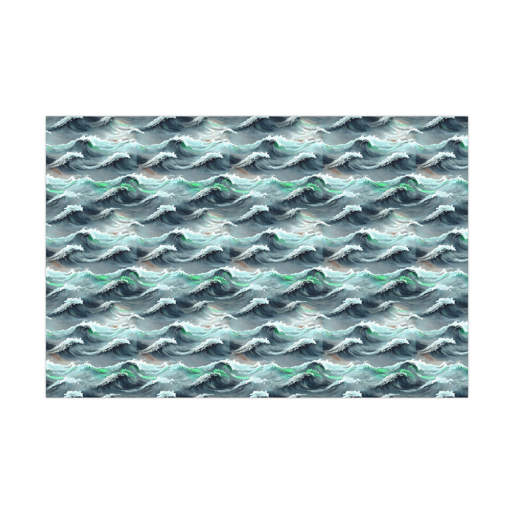 Ocean Waves Gift Wrap, Anime Design, Wrapping Paper Roll, Japanese Inspired Pattern, Gift Wrap Sheets, Birthday Party Supplies