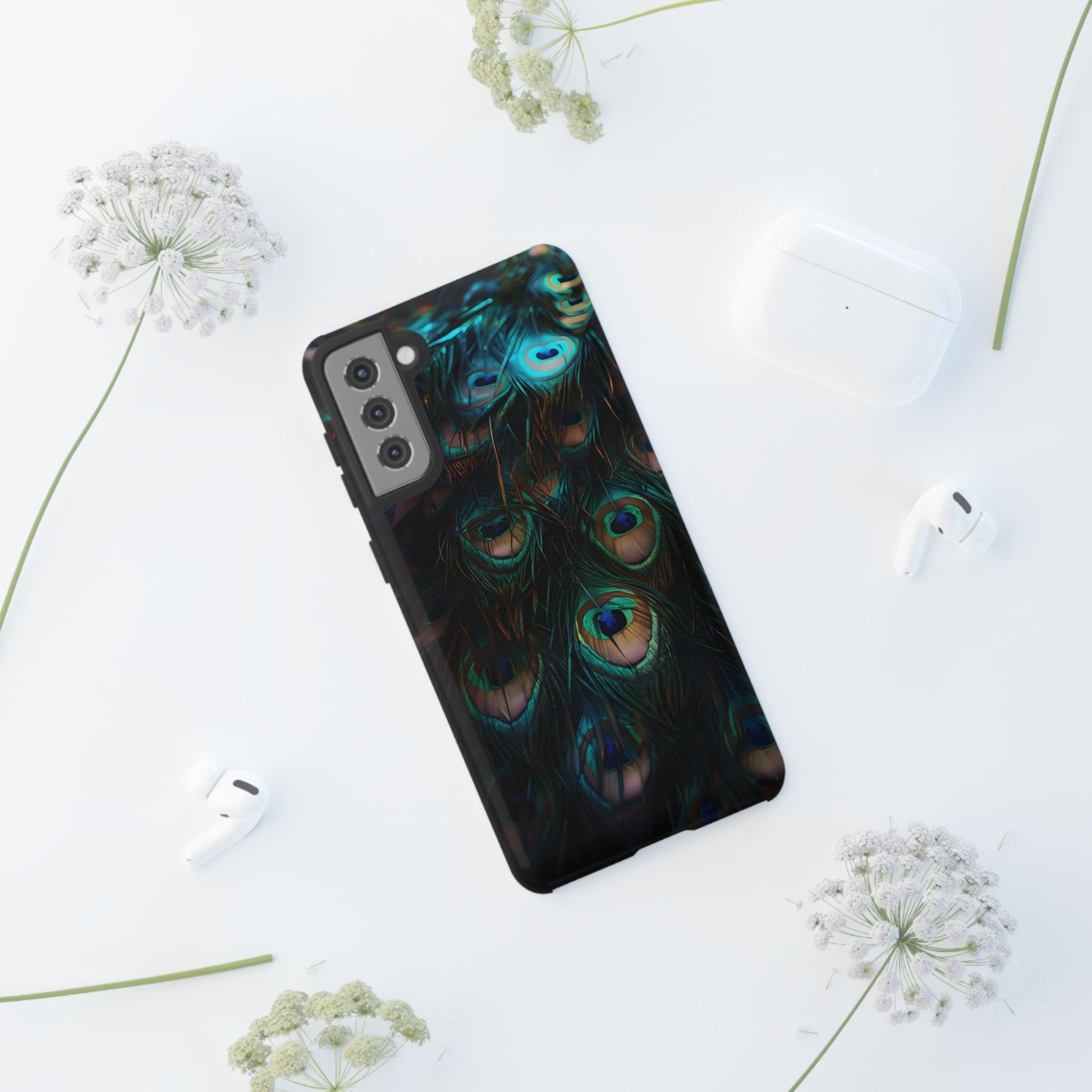Phone Case, Close Up Peacock Feathers Design, Protective Cover, Unique Gift, Stylish Accessory, Nature Lover Gift, Feather Print Case