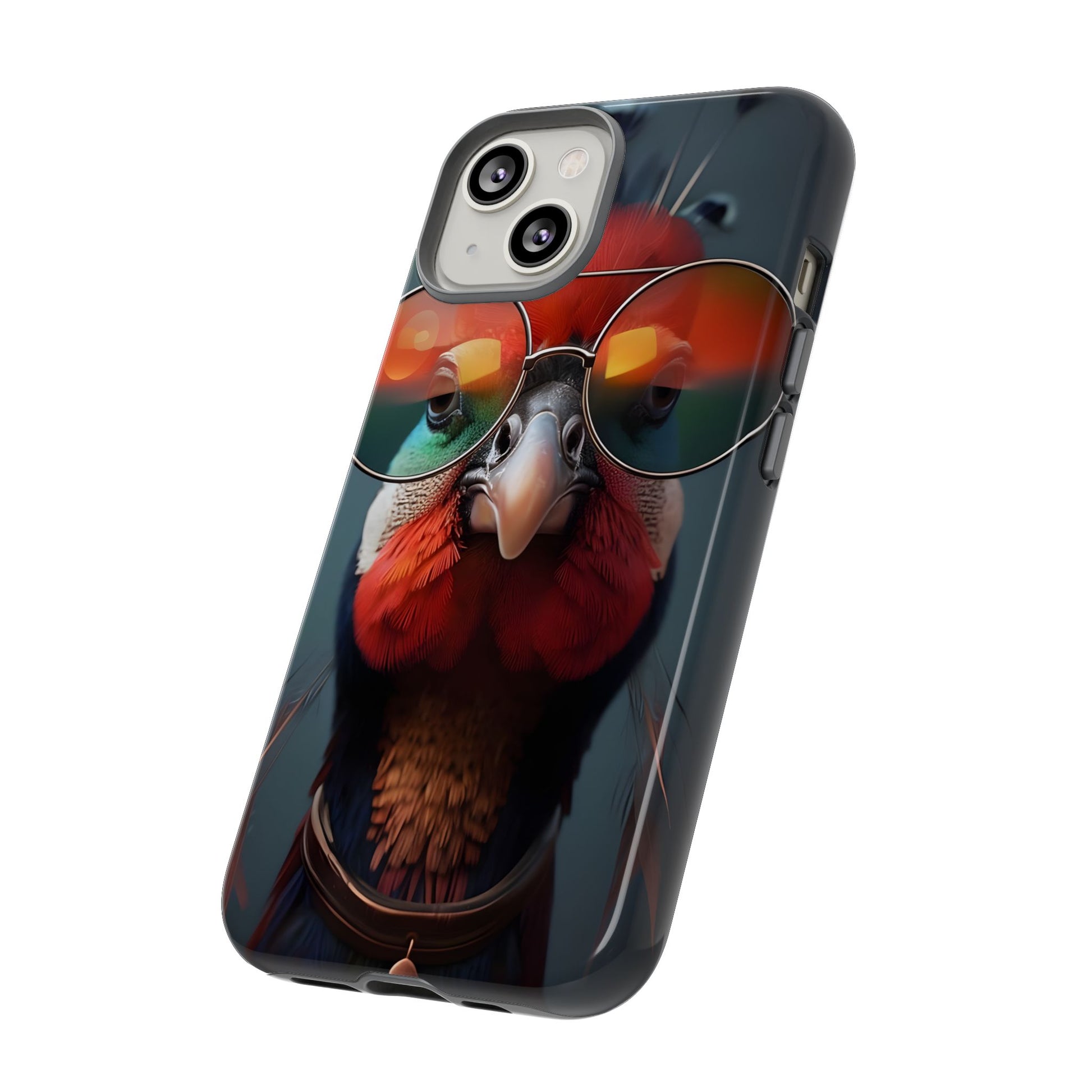 Phone Cases, Bright Exotic Bird in Cool Sunglasses, Protective Tough Cover, Tropical Animal Print, Unique Gift for Bird Lovers, Accessories