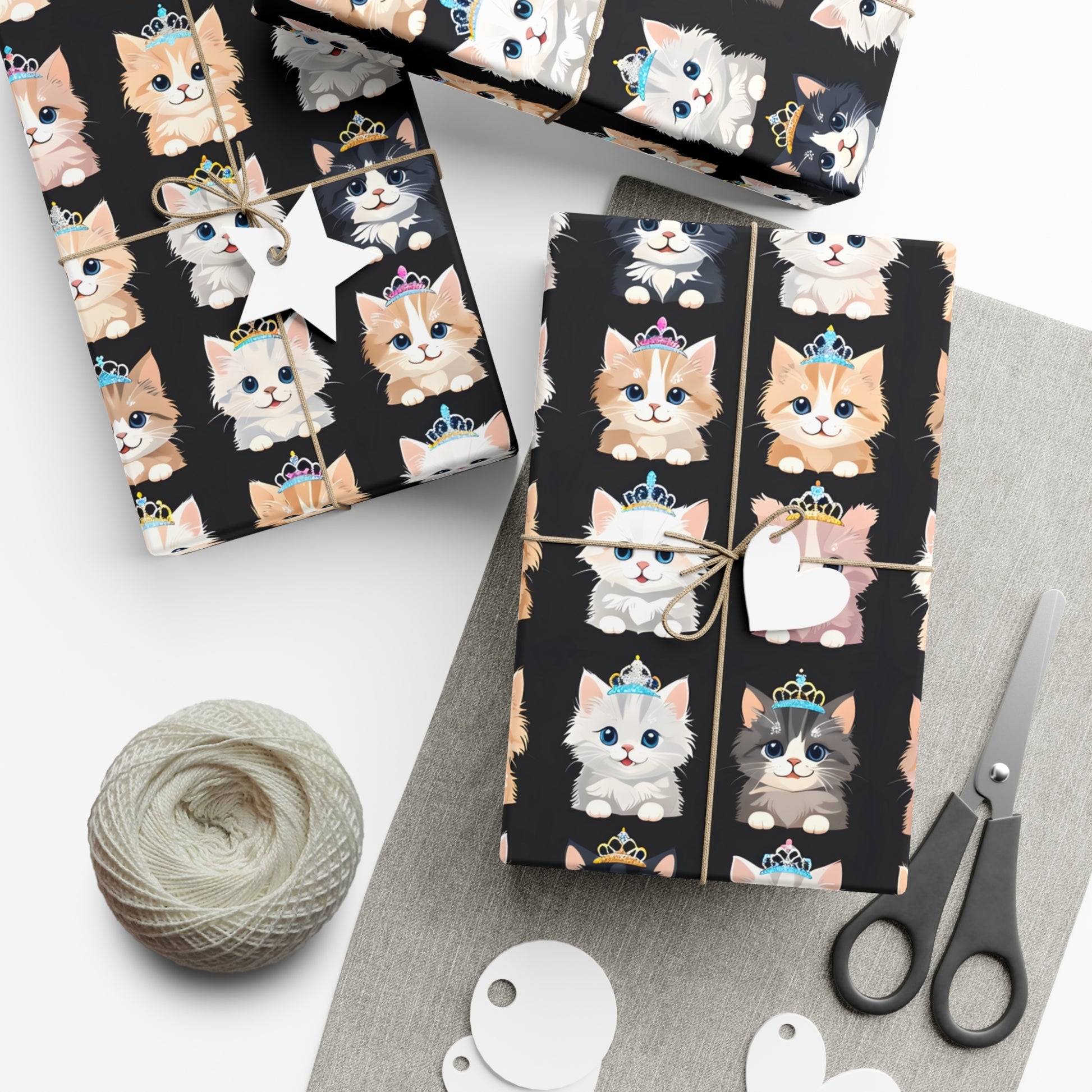 Gift Wrap Papers, Adorable Kittens wearing tiaras - Perfect for cat lovers, birthday gifts, holiday presents, crafting projects - Tissue