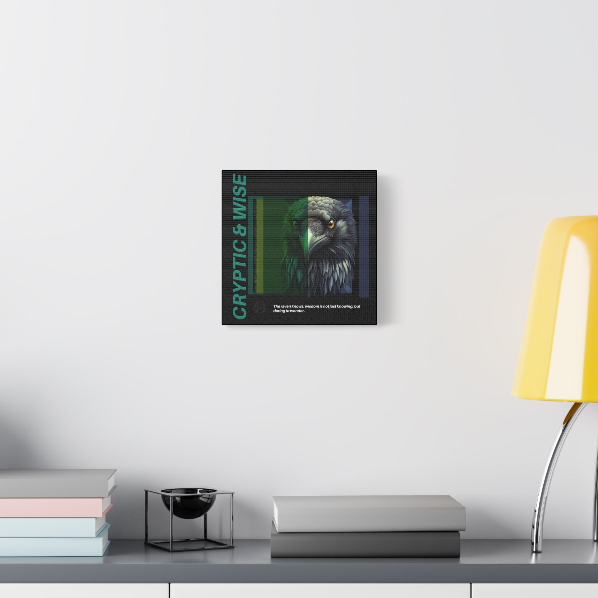 Canvas Art, Cryptic & Wise Wall Decor, Inspirational Raven, Motivational Home Decor, Nature-Themed Gift, Abstract Animal Artwork, Wildlife,
