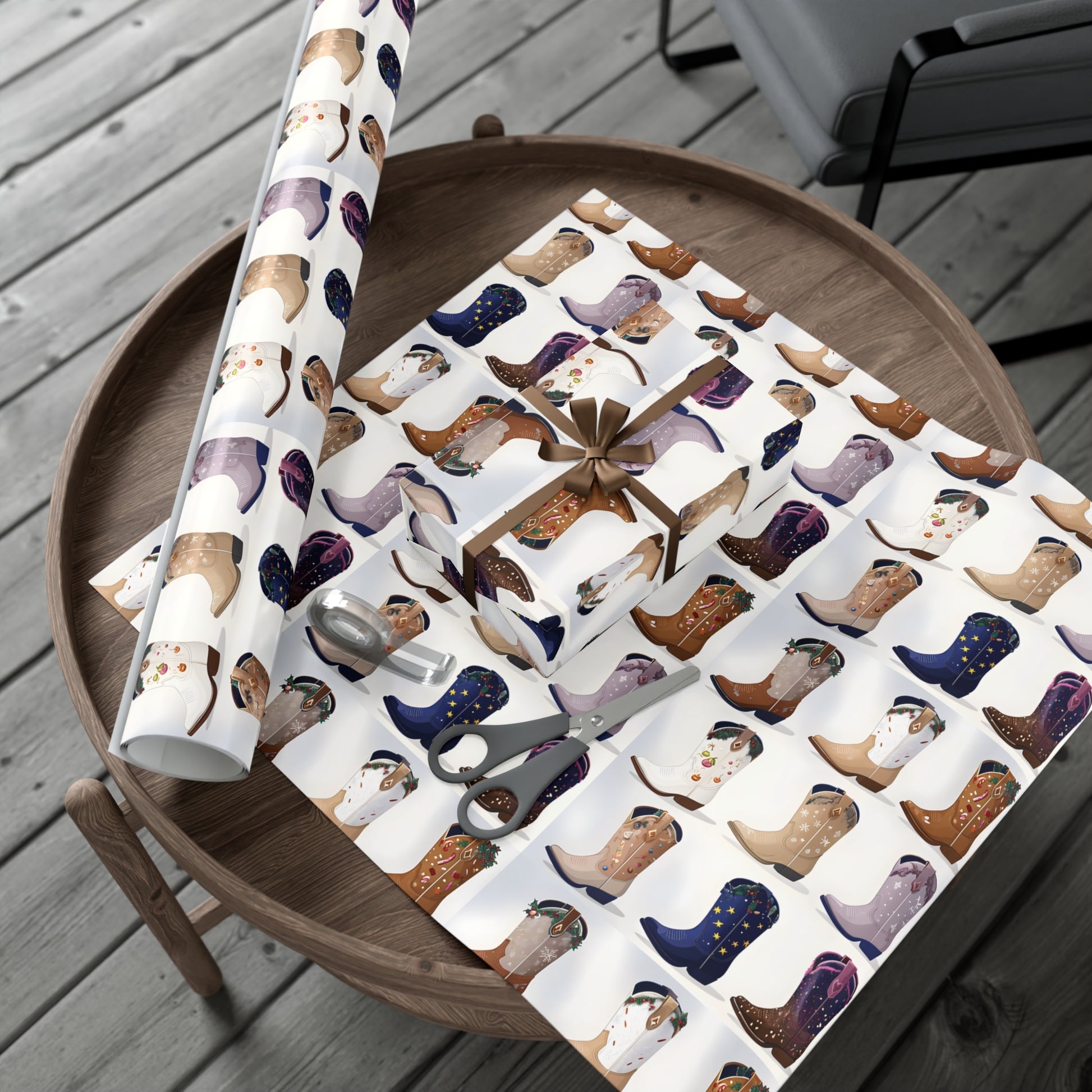 Wrapping Paper, Stylish Cowboy Boots Gift Wrap, Holiday Design Packaging, Christmas Gift Wrap, Cowboy Boot Wrapping Paper, Western Theme