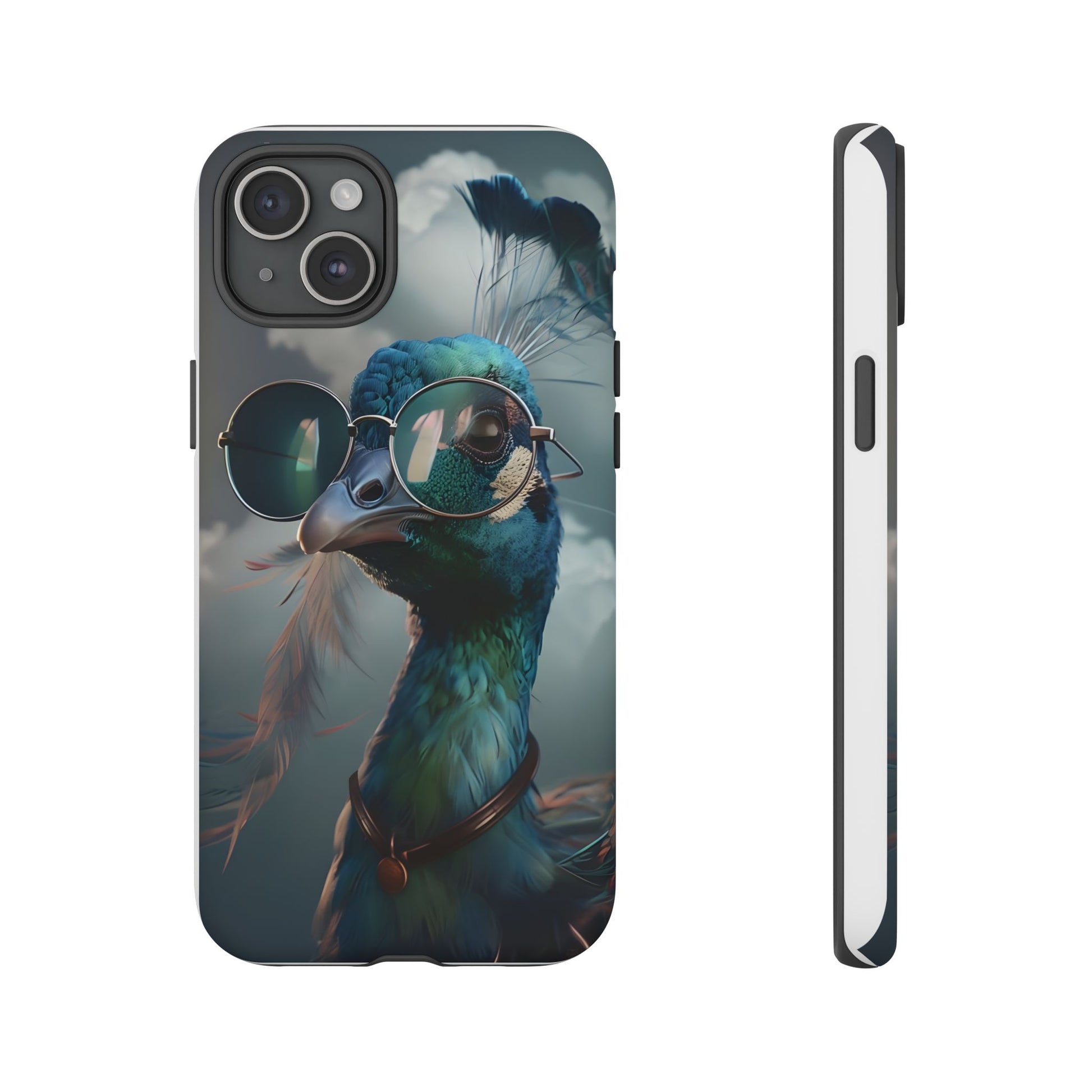 Phone Case, Peacock Design, Neon Lighting, Unique Gift, Hard Shell Cover, Protective Sleeve