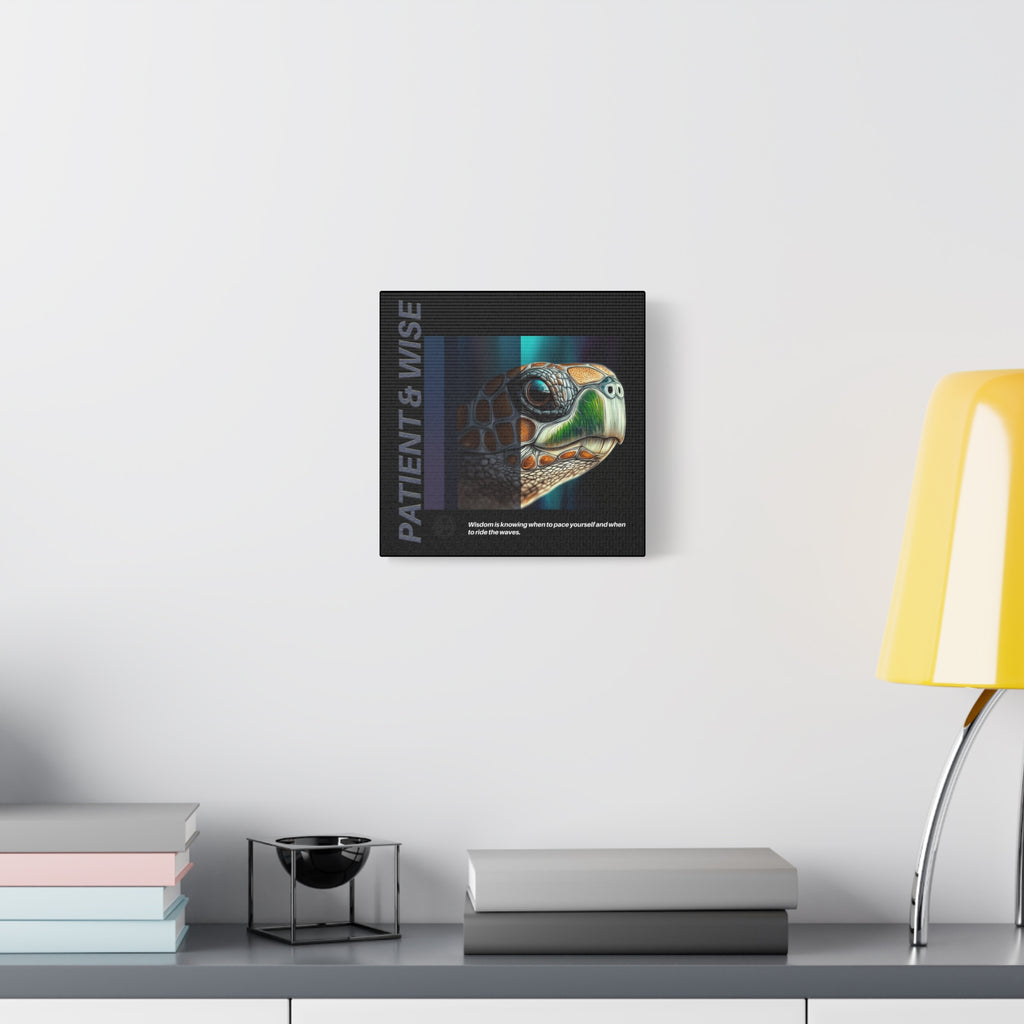 Canvas Art, Inspirational Turtle Wall Decor, Motivational Home Decor, Nature Gift, Abstract Animal Artwork, Wildlife, Patient & Wise